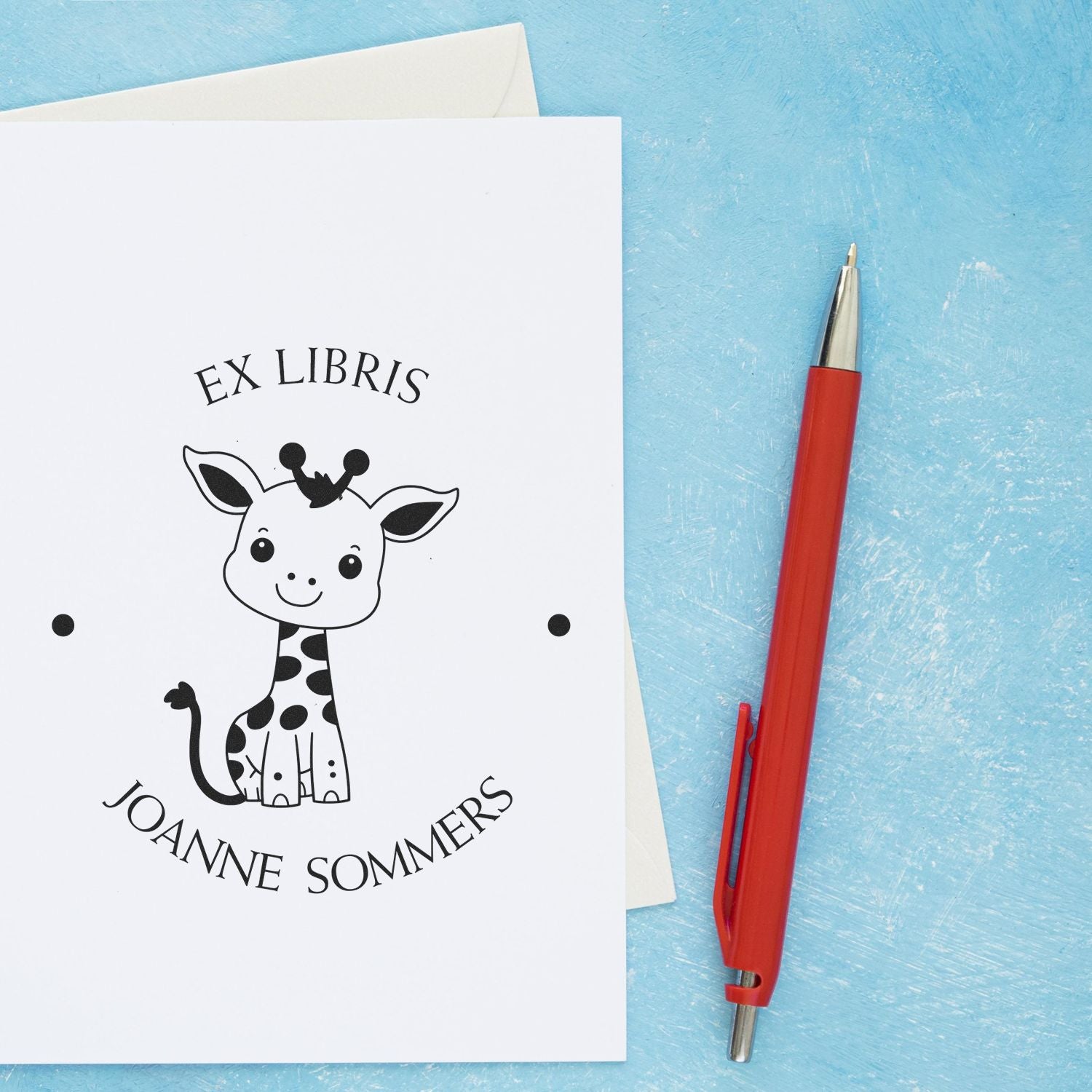 Wood Handle Timid Giraffe Custom Library Collection Stamper