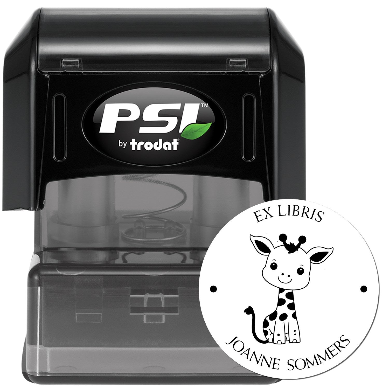 PSI Pre-Inked Timid Giraffe Personalized Book Stamper - Engineer Seal Stamps