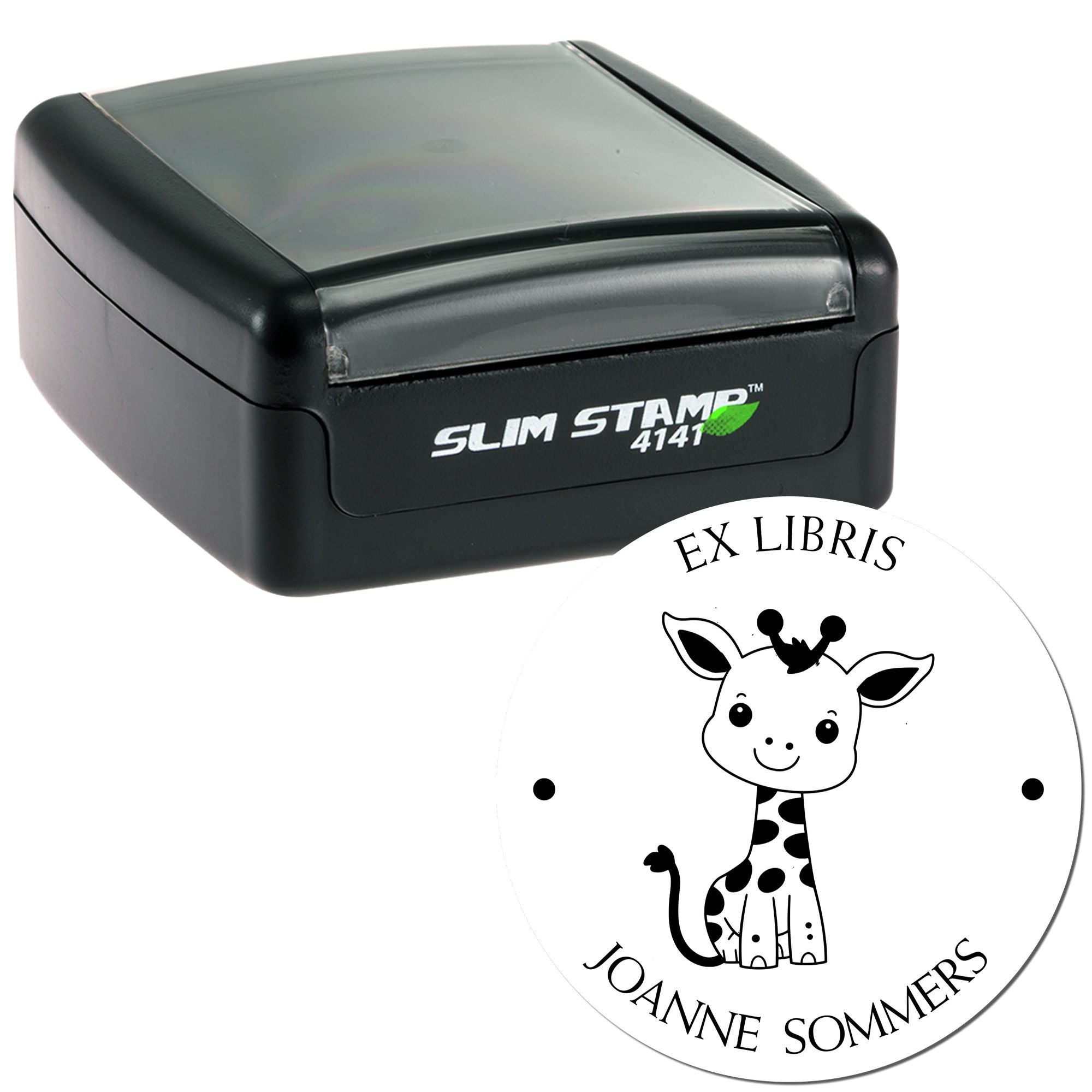 Pre-Inked Timid Giraffe Personalized Read It Love It Stamper - Engineer Seal Stamps