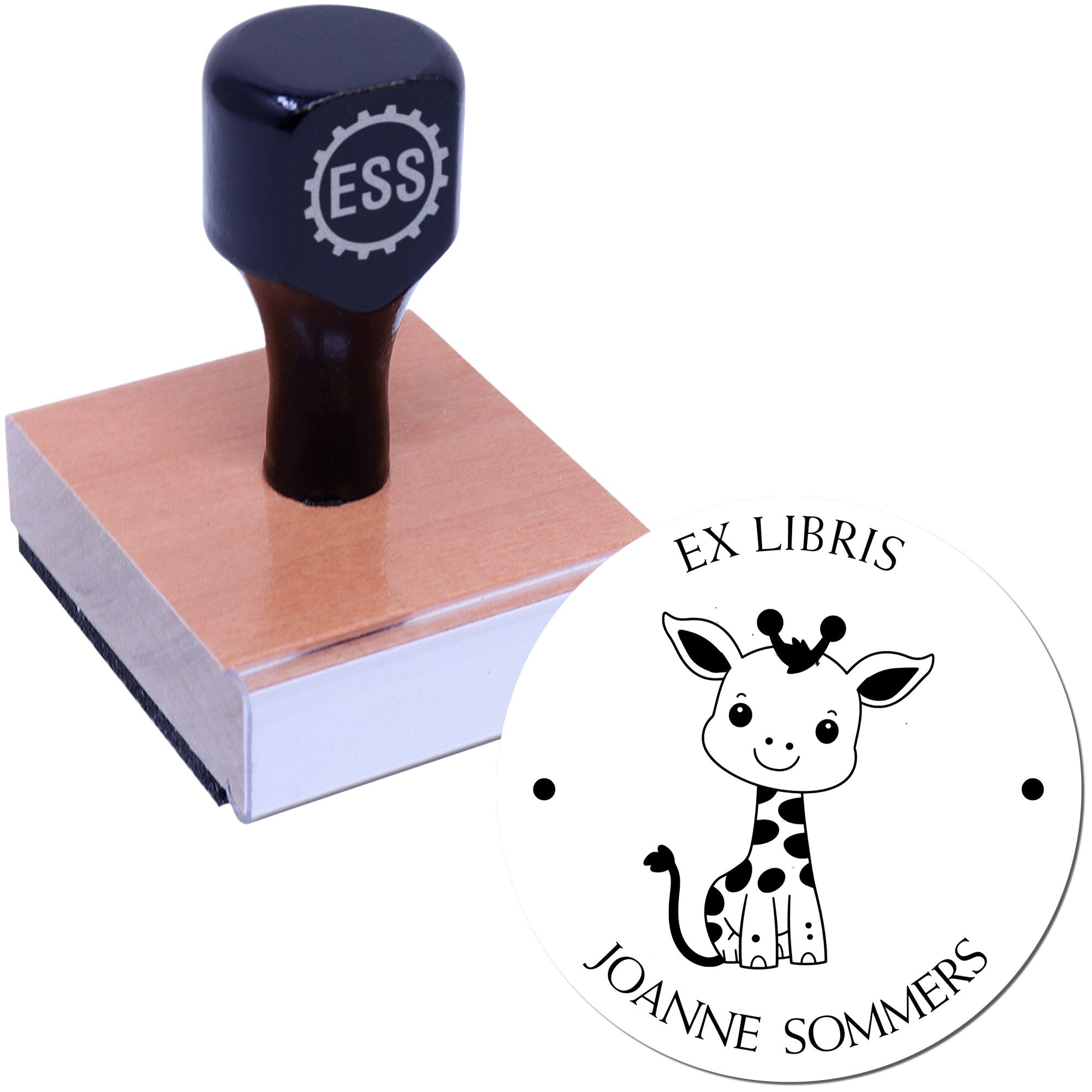 Wood Handle Timid Giraffe Custom Library Collection Stamper