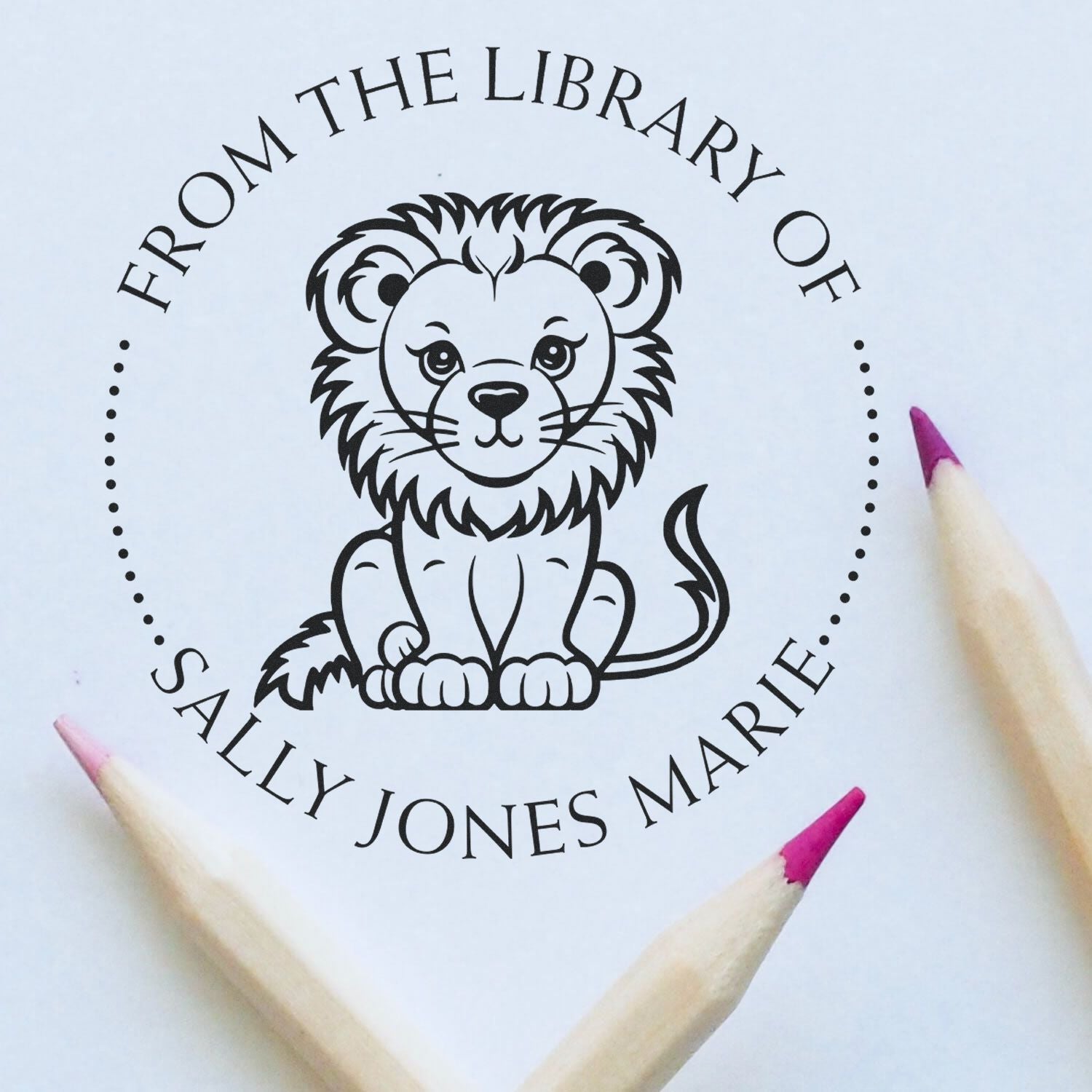 Self-Inking Ferocious Lion Custom Made Book Property Stamp - Engineer Seal Stamps