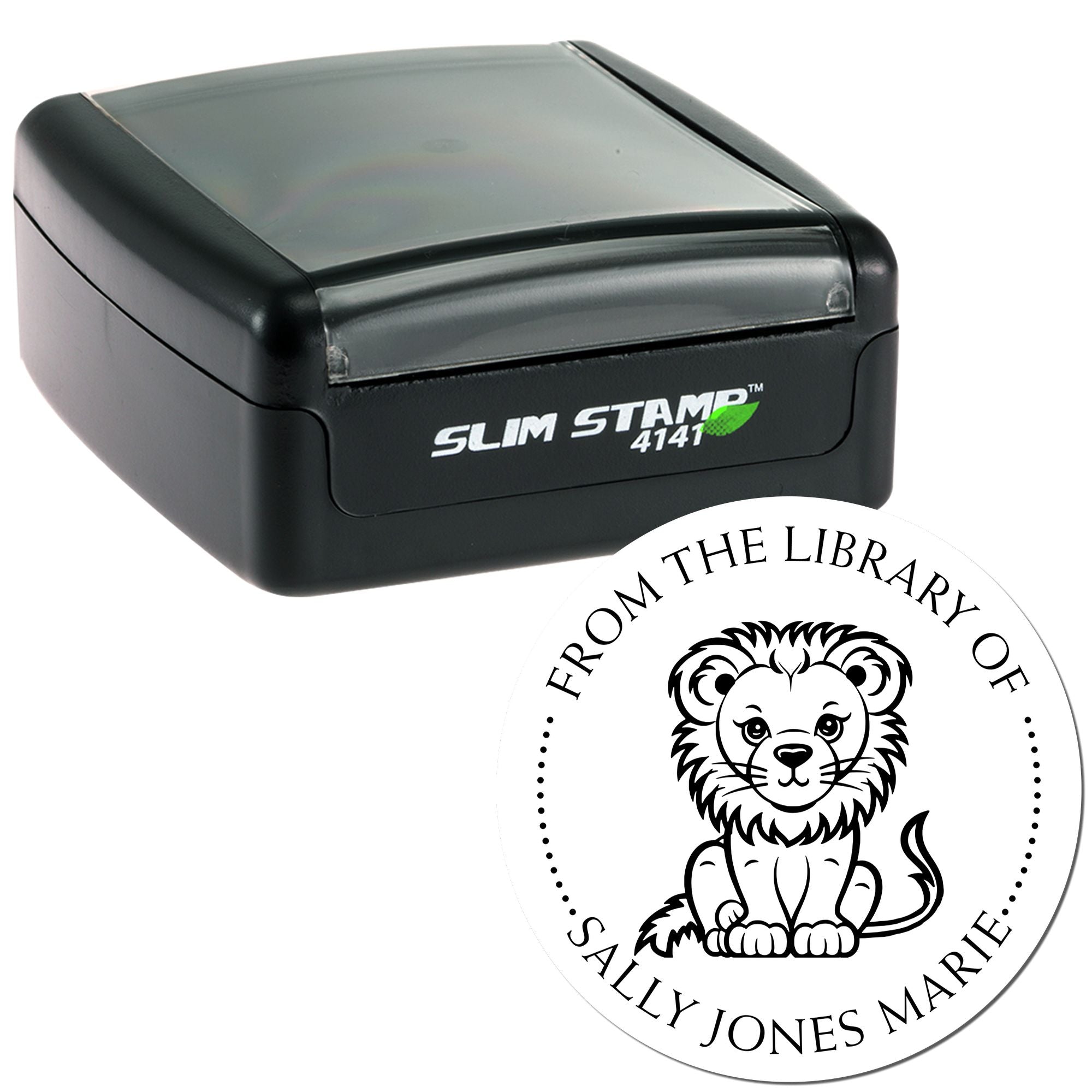 Pre-Inked Ferocious Lion Personalized Read It Love It Return It Stamp - Engineer Seal Stamps