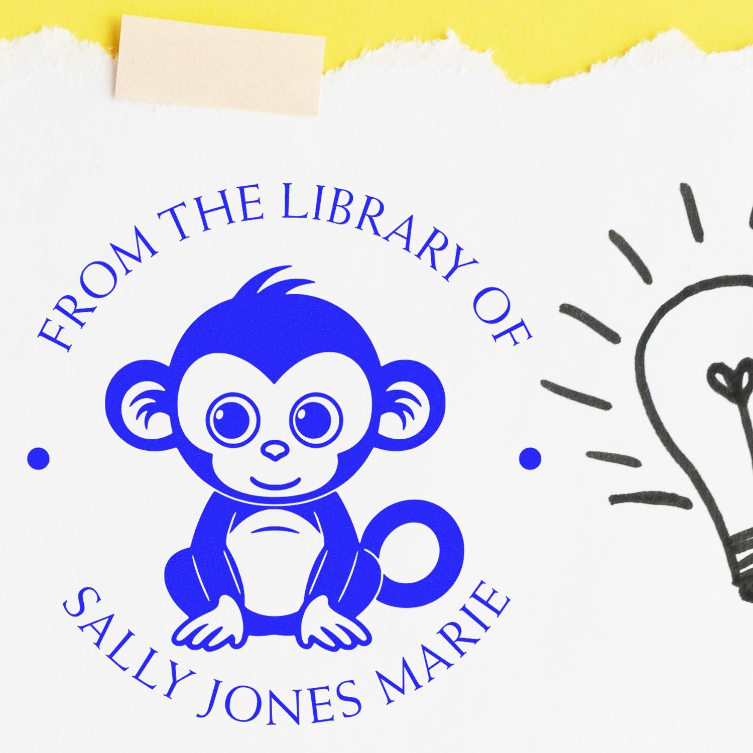 PSI Pre-Inked Playful Monkey Personalized Book Belongs to Stamper - Engineer Seal Stamps