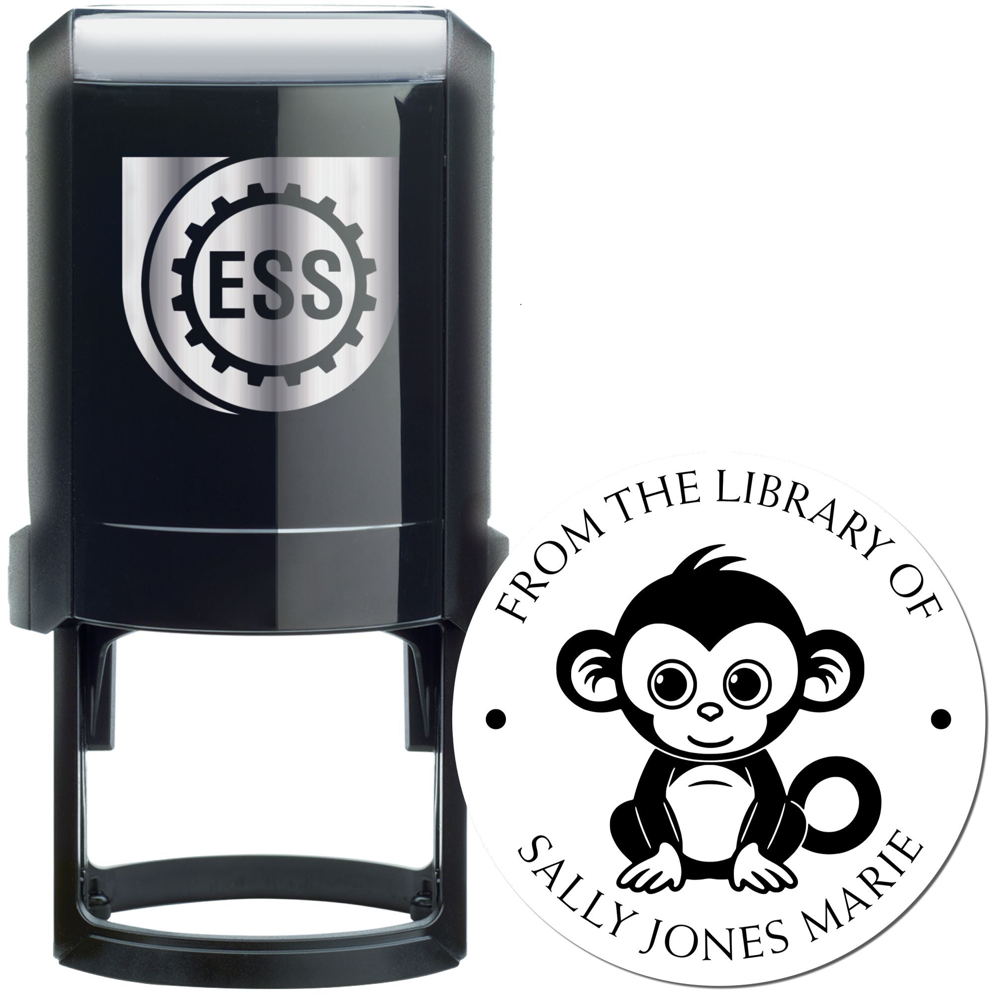 Self-Inking Playful Monkey Custom Made Book Property Stamper - Engineer Seal Stamps