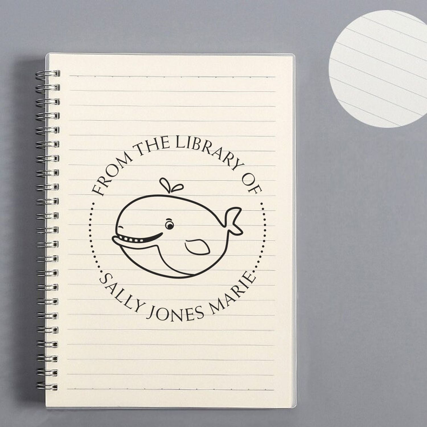 Self-Inking Strong Whale Custom Made Bookplate Stamp - Engineer Seal Stamps