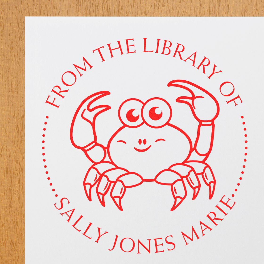 PSI Pre-Inked Curious Crab Personalized Book Library Stamper - Engineer Seal Stamps