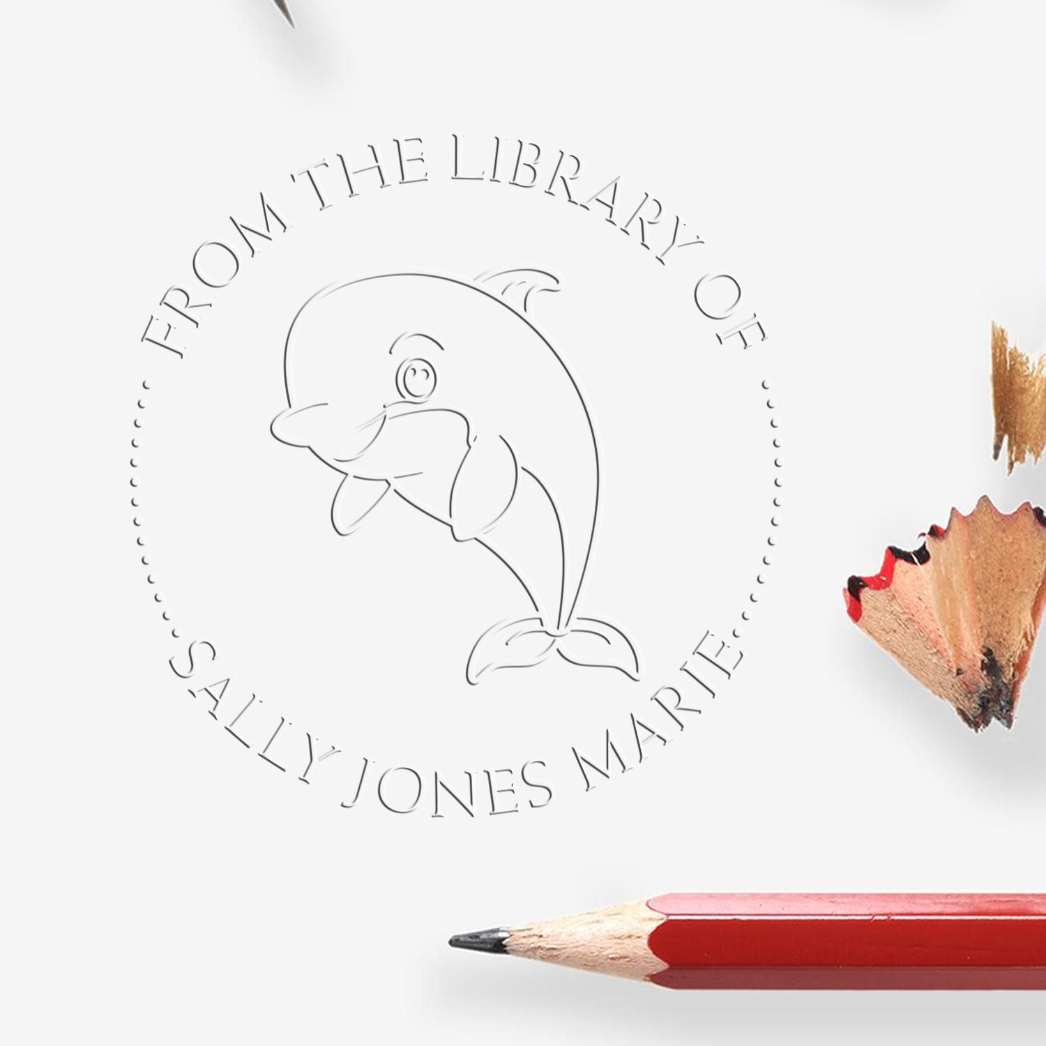 Hybrid Inquisitive Dolphin Custom Made Book Name Seal Press - Engineer Seal Stamps