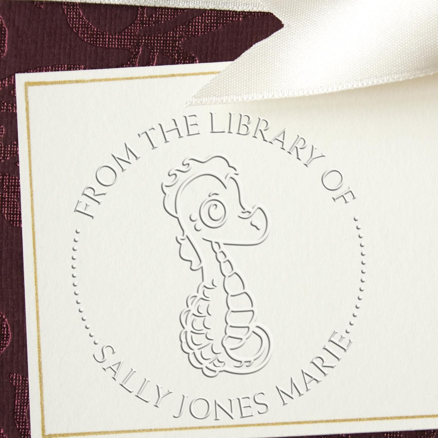 Soft Timid Seahorse Custom This Book Belongs To Embossing Seal