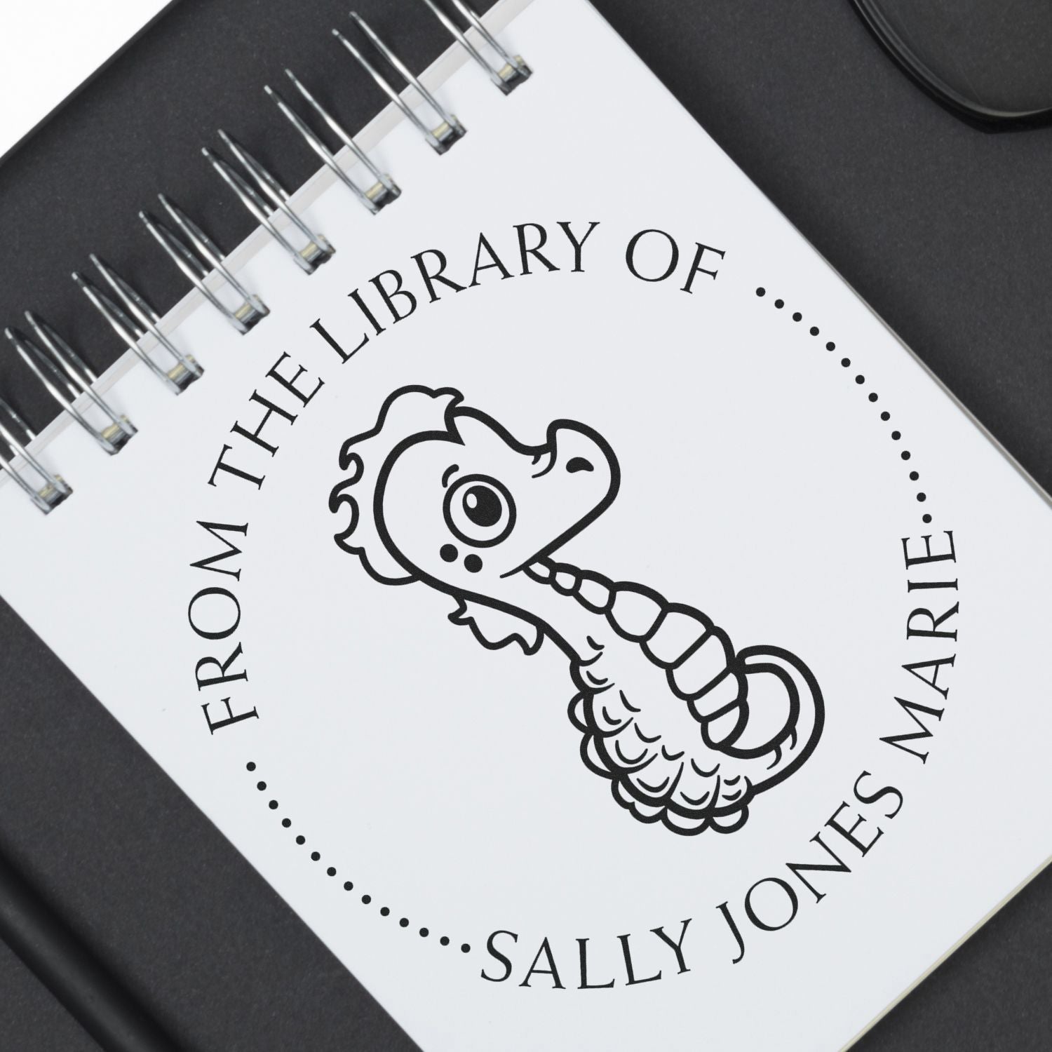 PSI Pre-Inked Timid Seahorse Personalized Book Lover Stamper - Engineer Seal Stamps