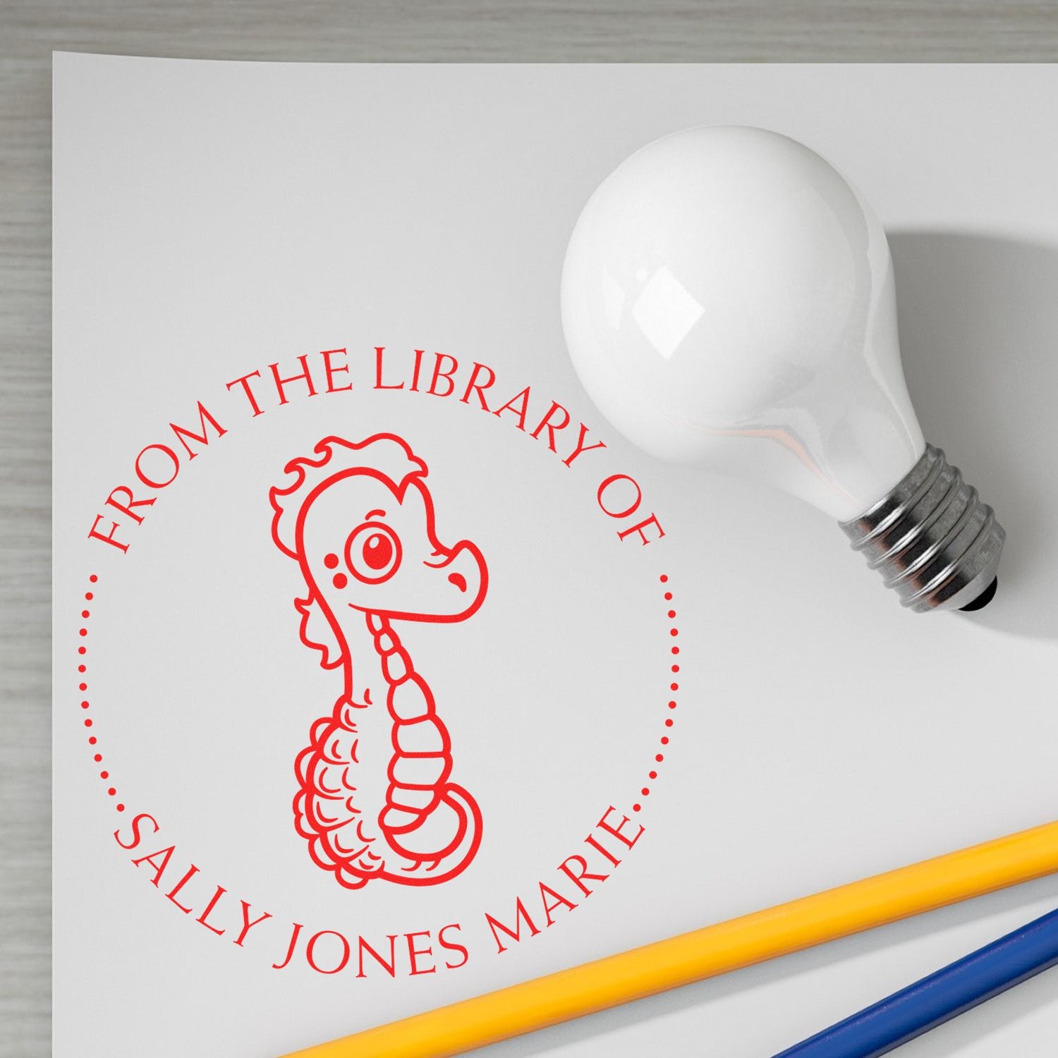 PSI Pre-Inked Timid Seahorse Personalized Book Lover Stamper - Engineer Seal Stamps