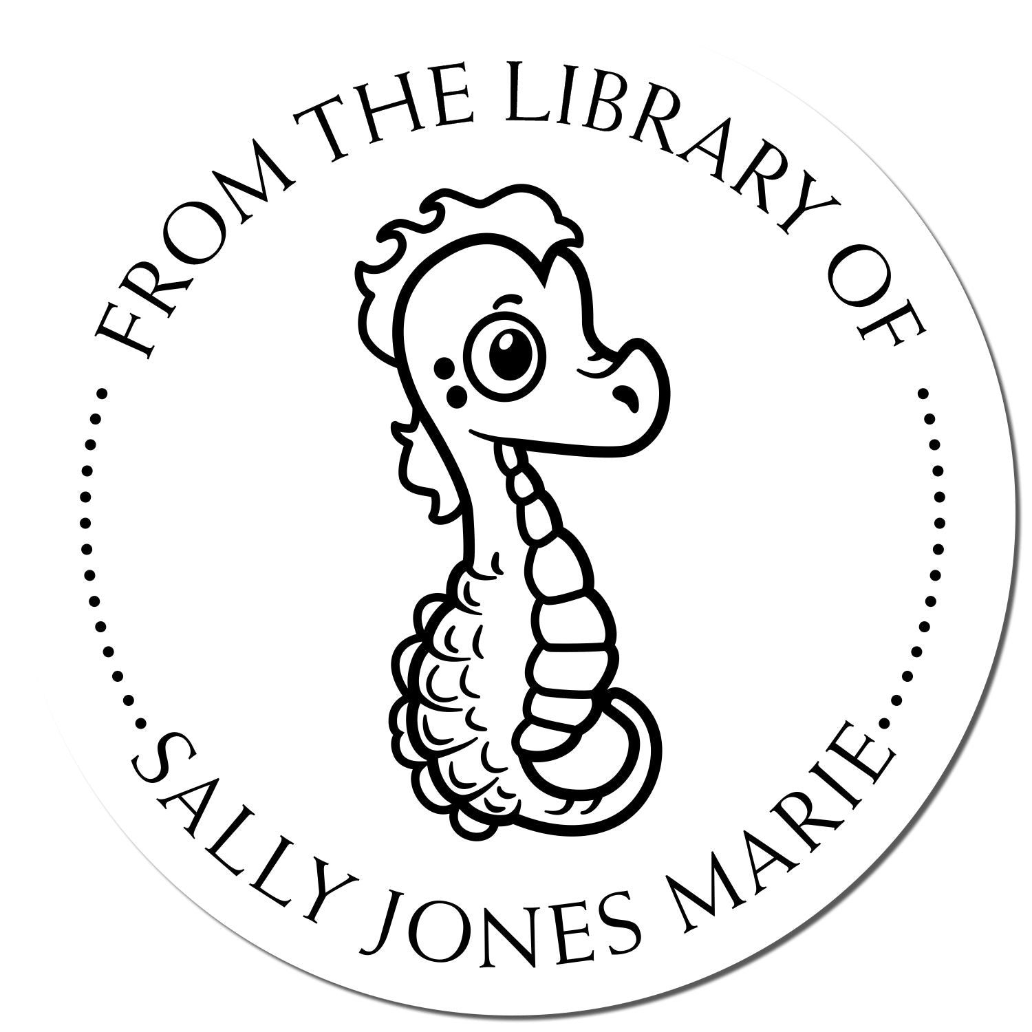 Pre-Inked Timid Seahorse Personalized This Book Belongs To Stamper - Engineer Seal Stamps