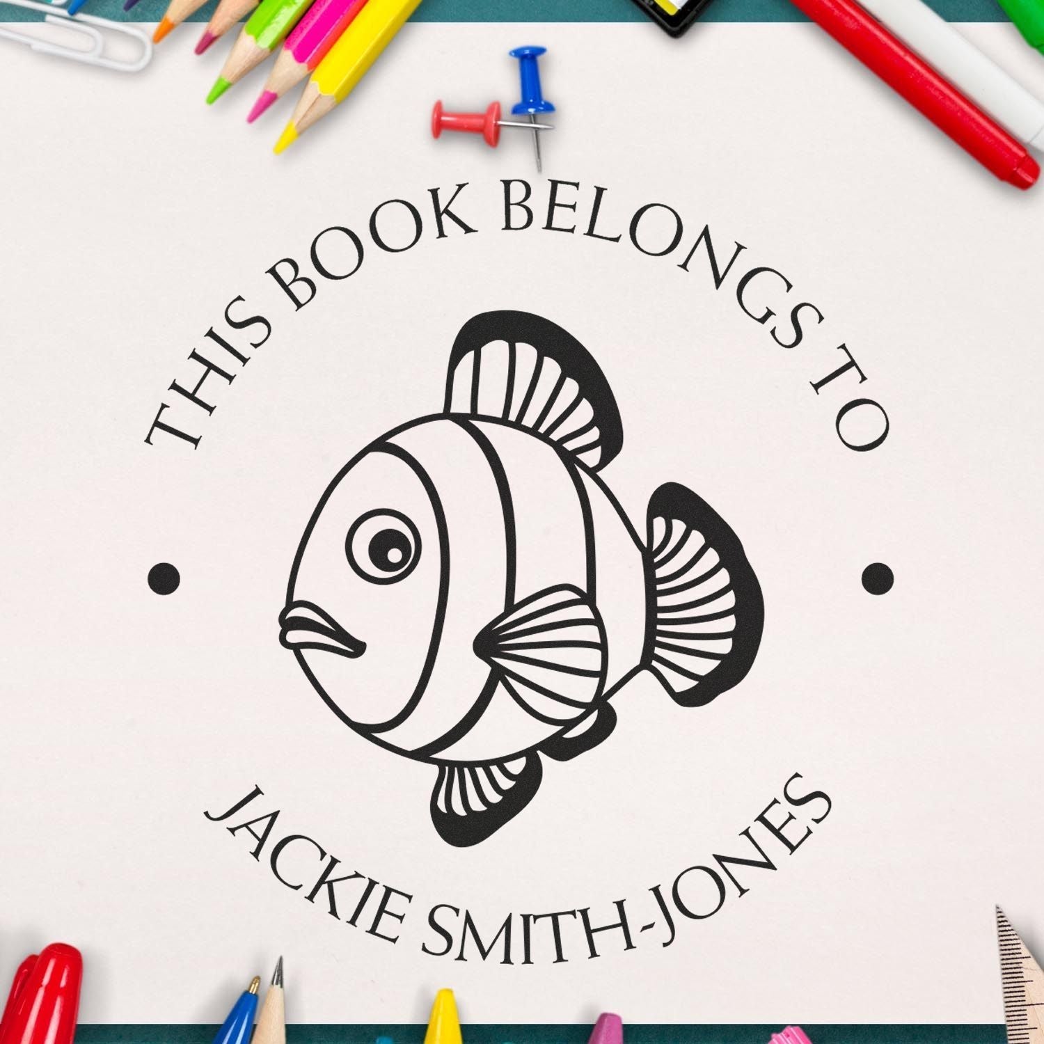 Self-Inking Timid Fish Custom Made Library Stamp - Engineer Seal Stamps