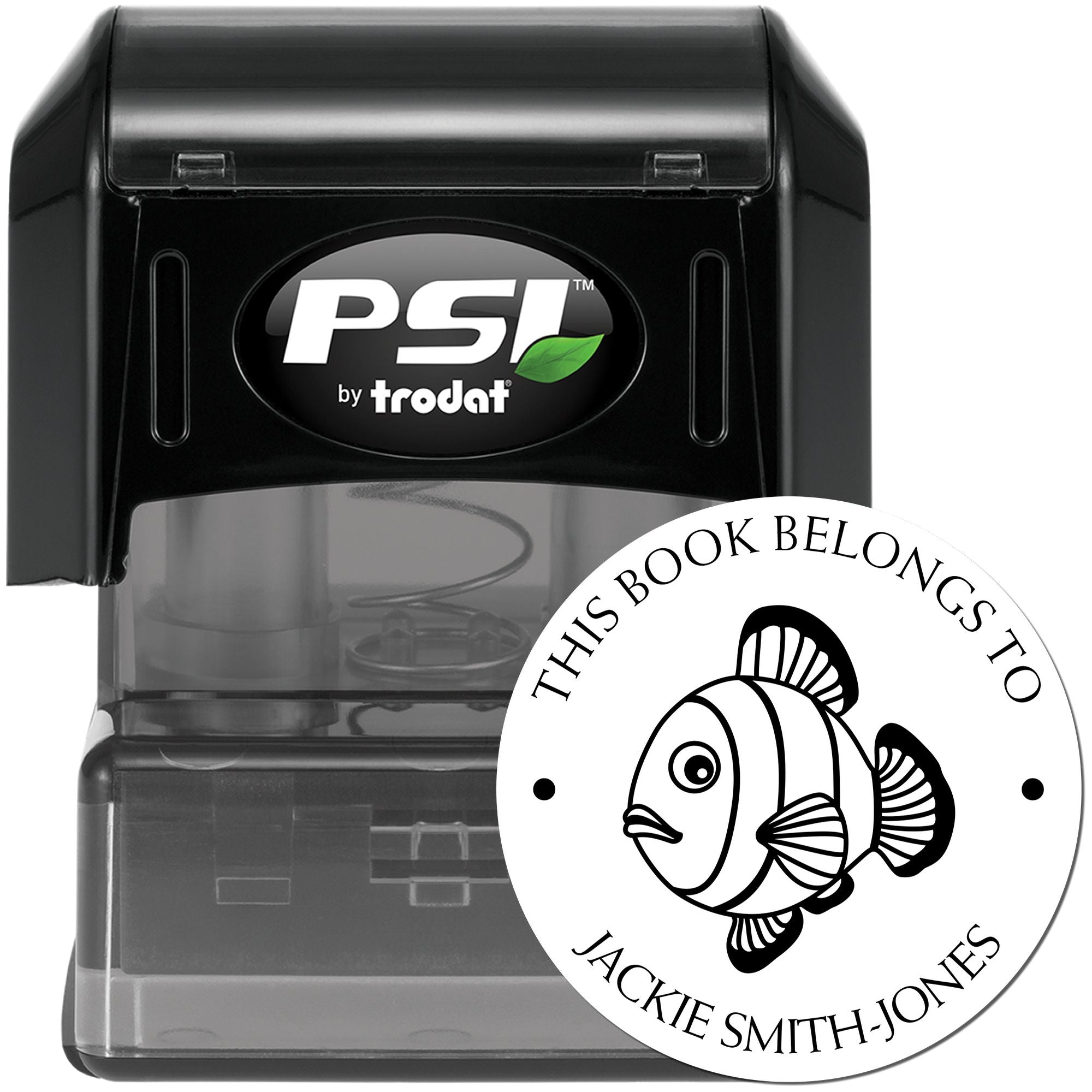 PSI Pre-Inked Timid Fish Personalized Book Ownership Stamp - Engineer Seal Stamps