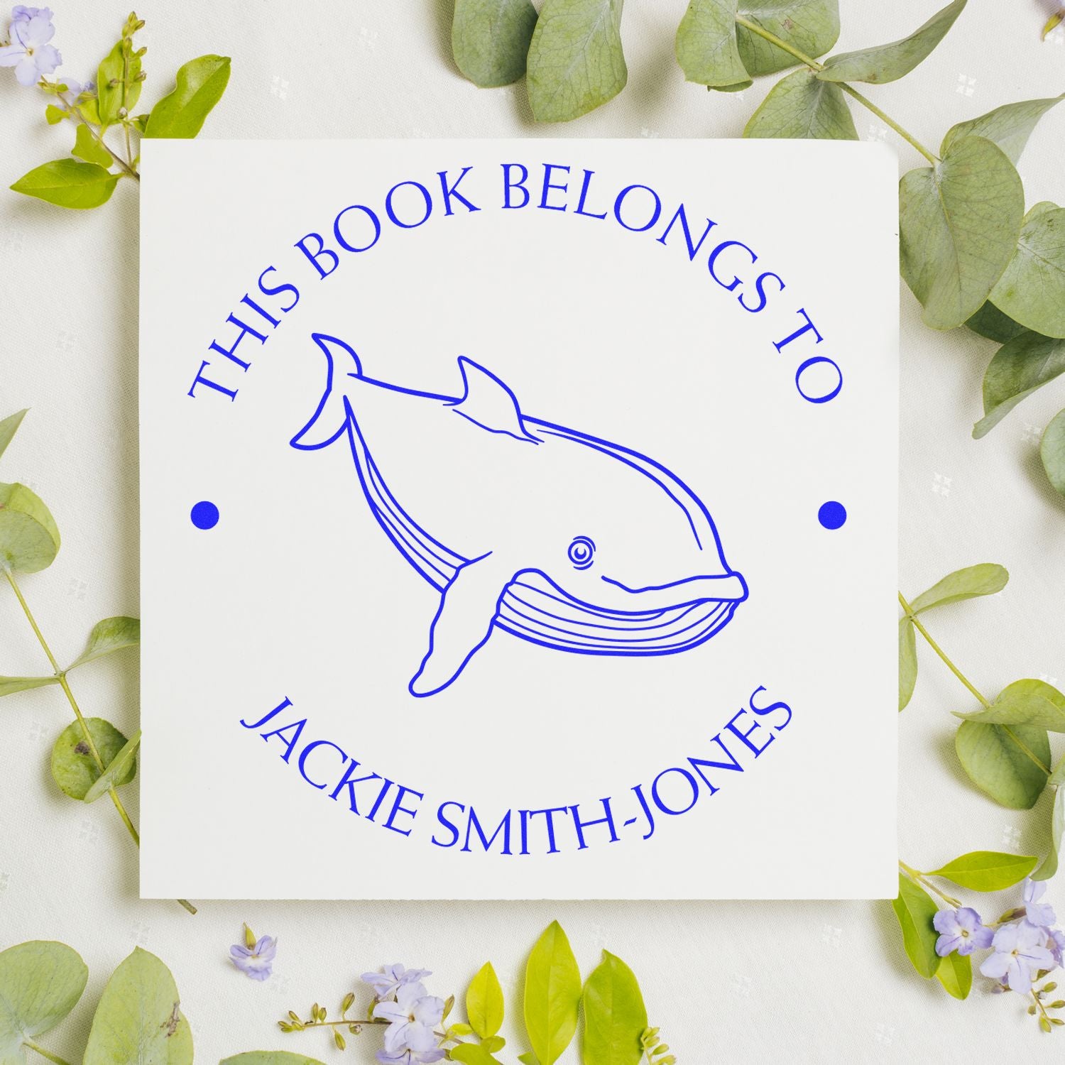 PSI Pre-Inked Wise Whale Personalized Book Ownership Stamper - Engineer Seal Stamps