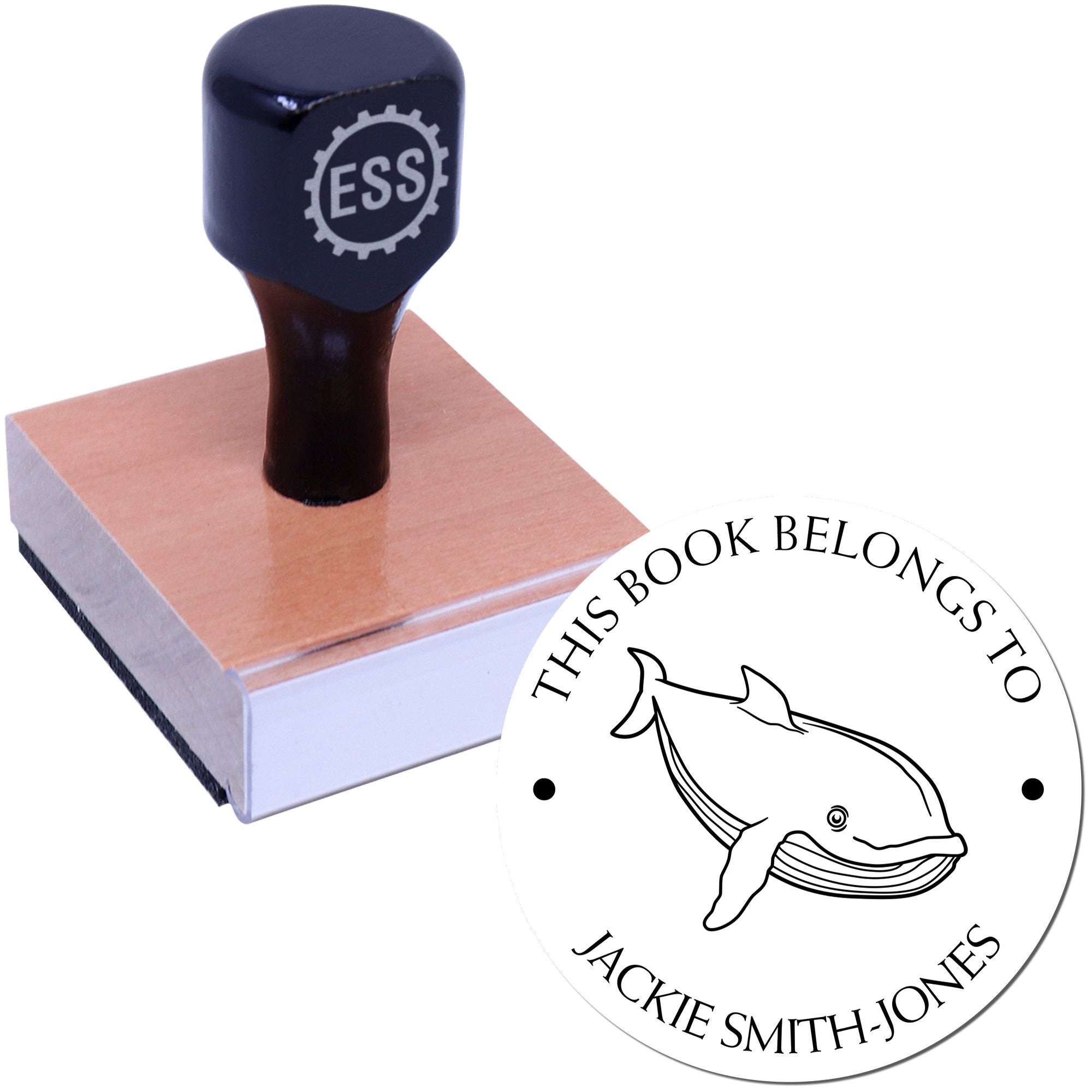Wood Handle Wise Whale Custom Name Stamper - Engineer Seal Stamps