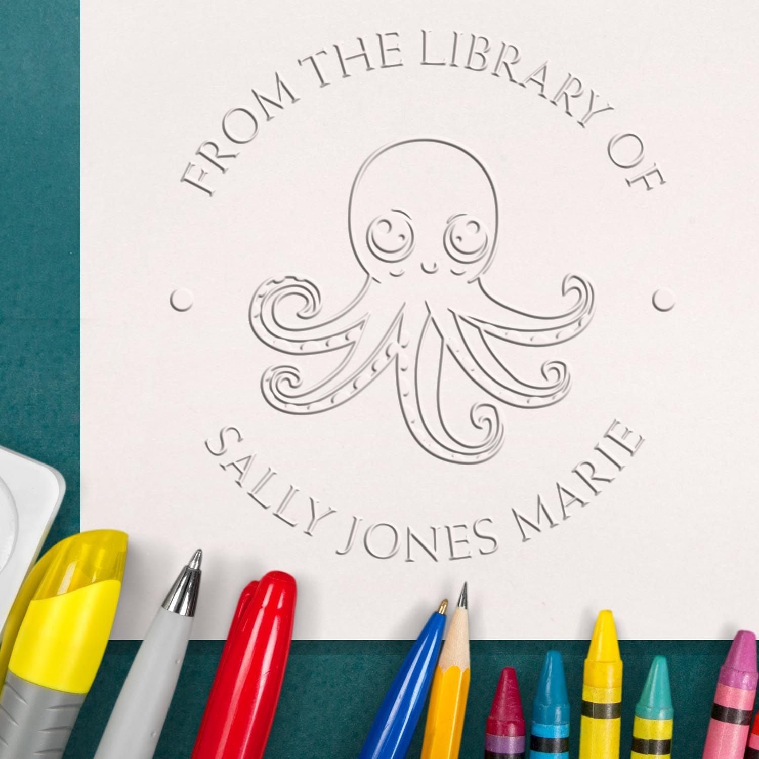 Hybrid Intelligent Octopus Custom Made Book Ownership Seal Press - Engineer Seal Stamps