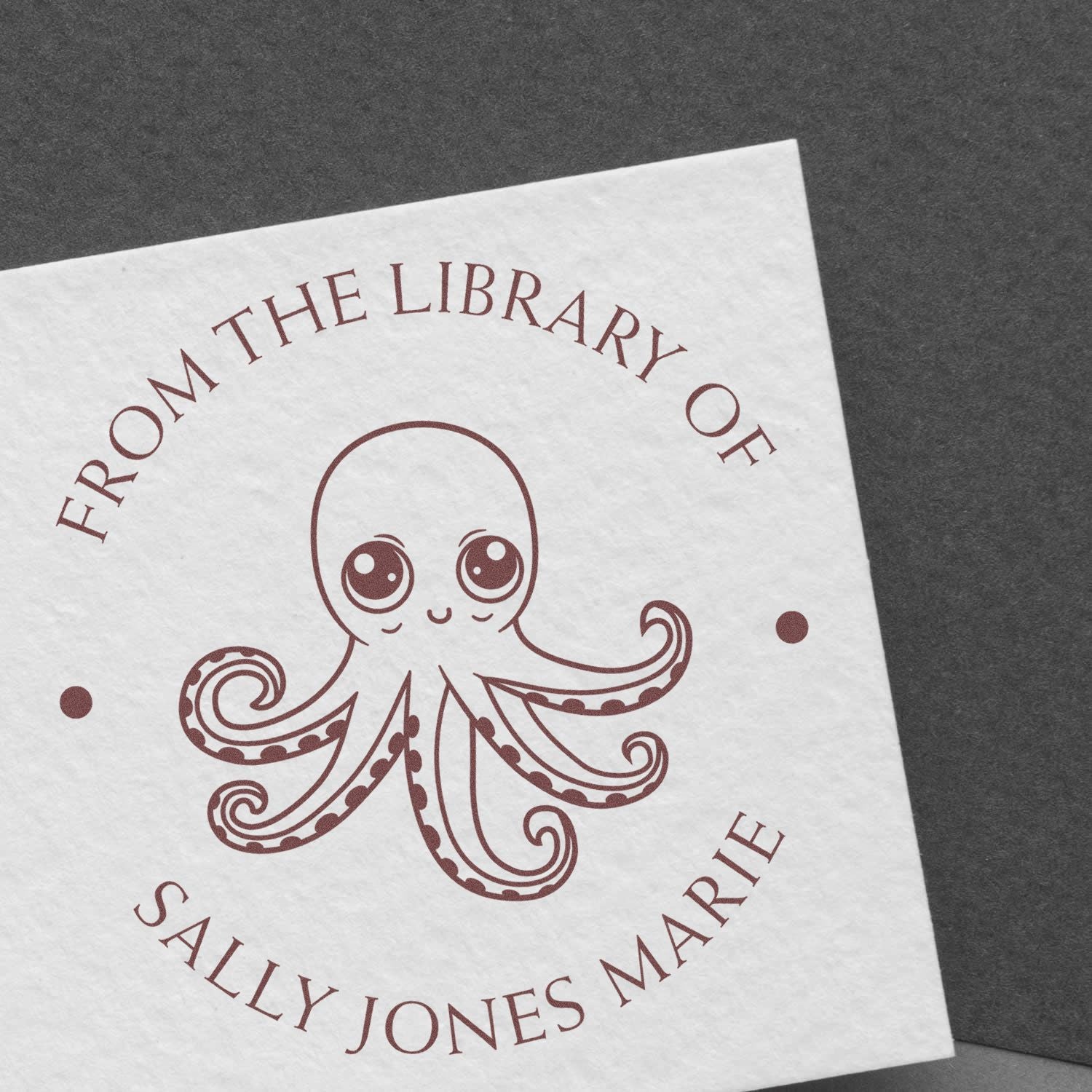 Wood Handle Intelligent Octopus Custom Name Inscription Stamp - Engineer Seal Stamps