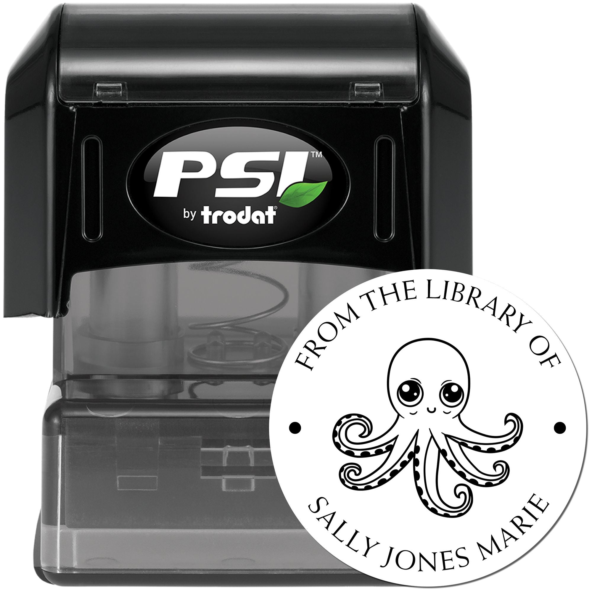 PSI Pre-Inked Intelligent Octopus Personalized Book Ownership Label Stamp - Engineer Seal Stamps