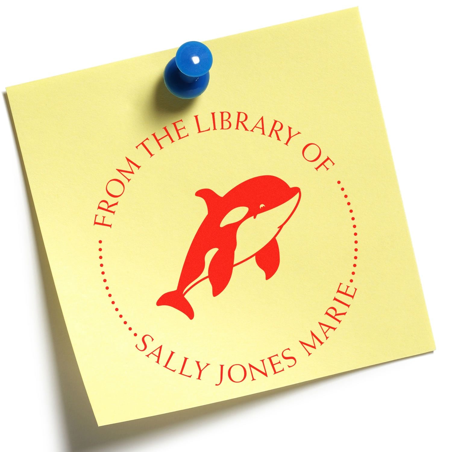 PSI Pre-Inked Wild Killer Whale Personalized Book Ownership Label Stamper - Engineer Seal Stamps