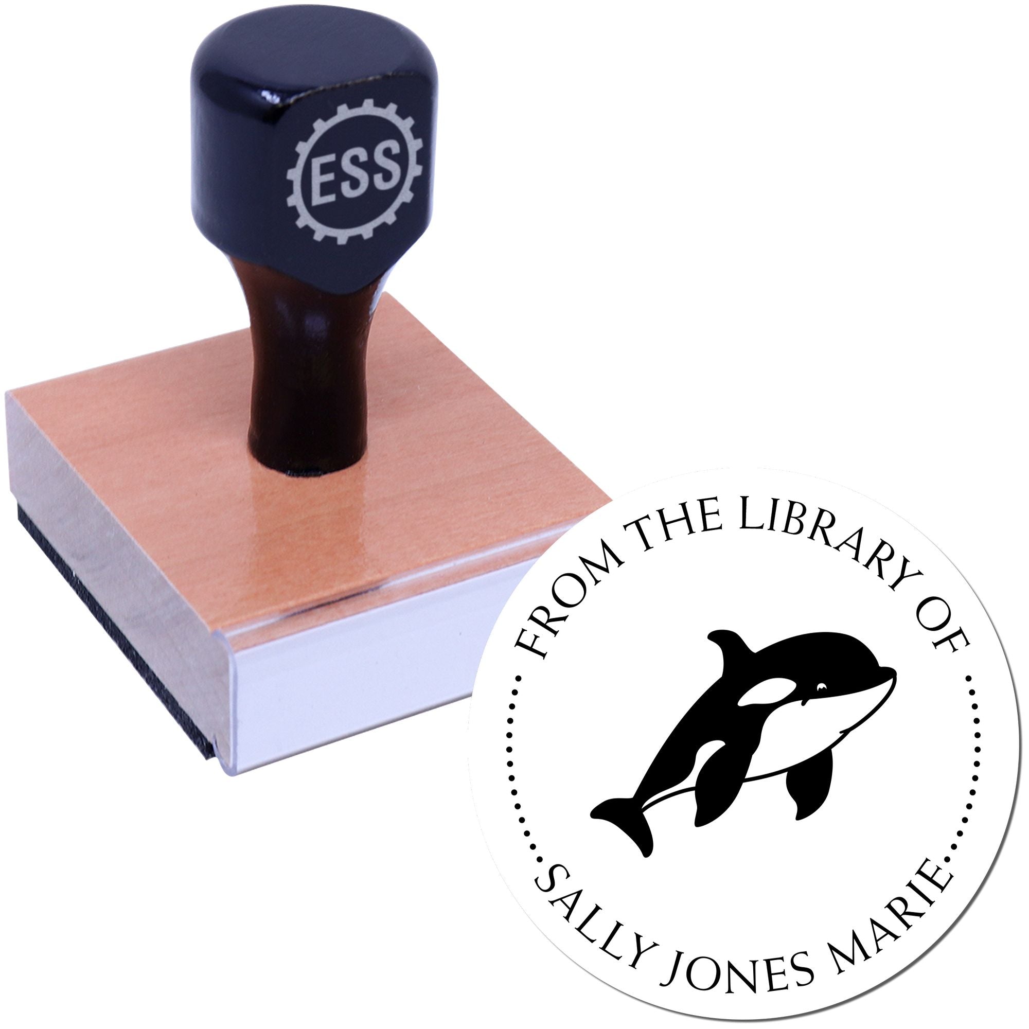 Wood Handle Wild Killer Whale Custom Name Inscription Stamper - Engineer Seal Stamps