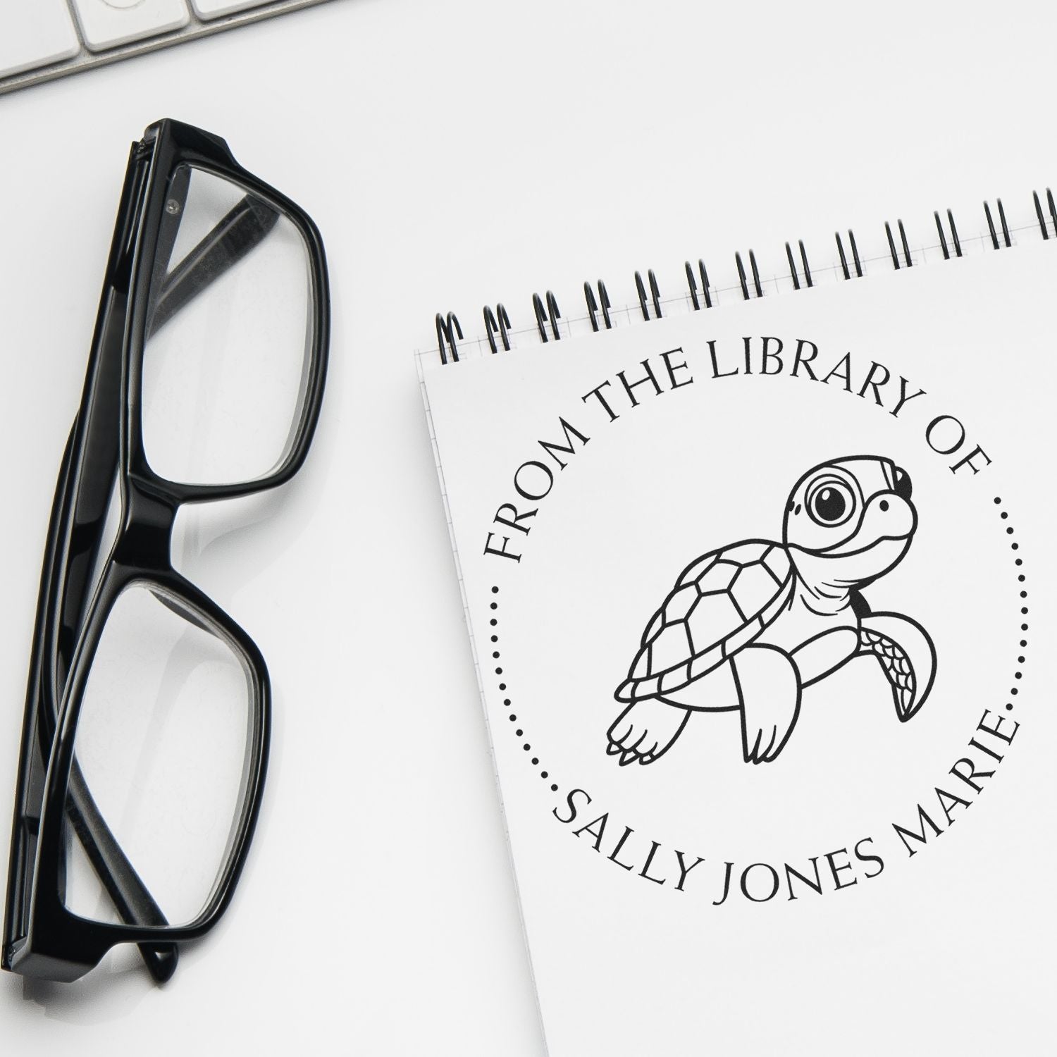 Self-Inking Friendly Turtle Custom Made Library Name Stamp - Engineer Seal Stamps