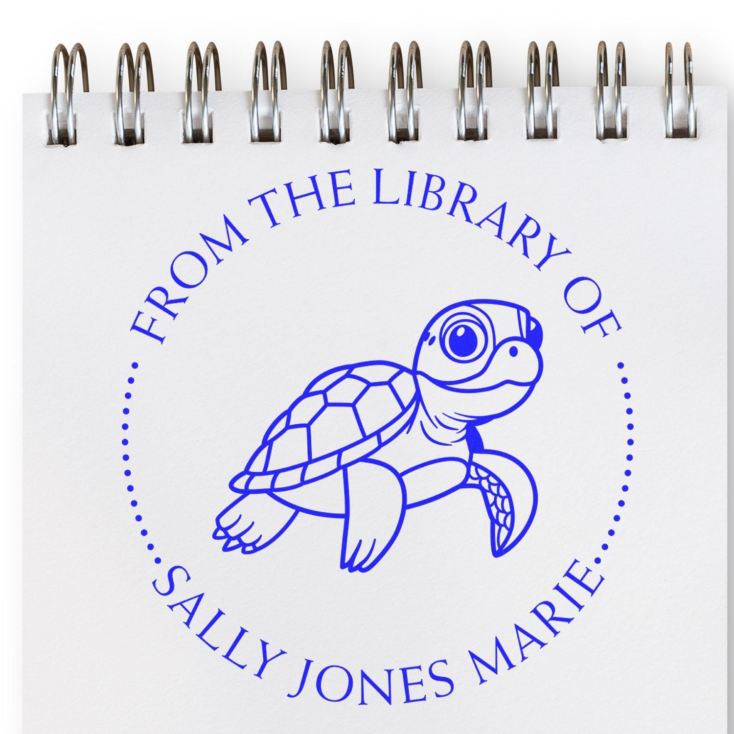 Self-Inking Friendly Turtle Custom Made Library Name Stamp - Engineer Seal Stamps