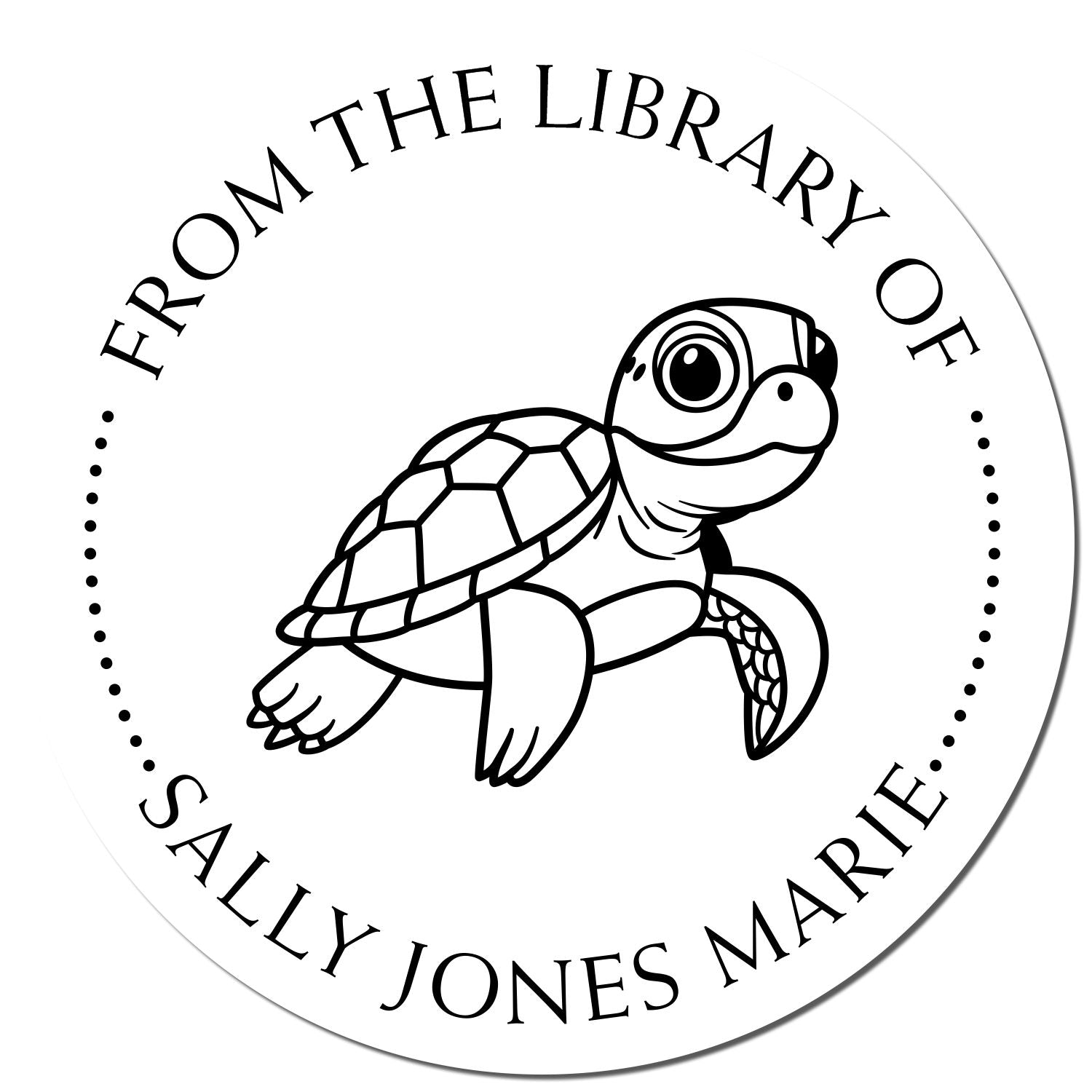 Self-Inking Friendly Turtle Custom Made Library Name Stamp - Engineer Seal Stamps