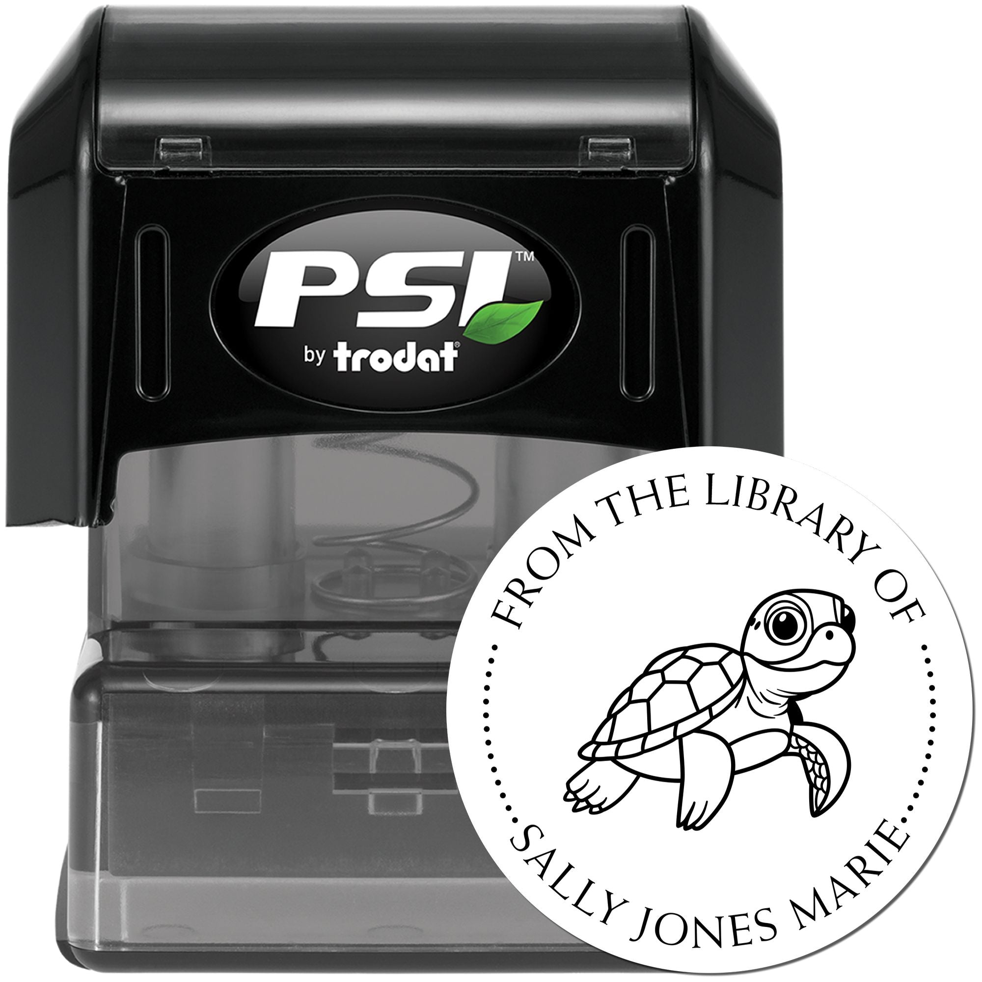 PSI Pre-Inked Friendly Turtle Personalized Book Property Stamp - Engineer Seal Stamps