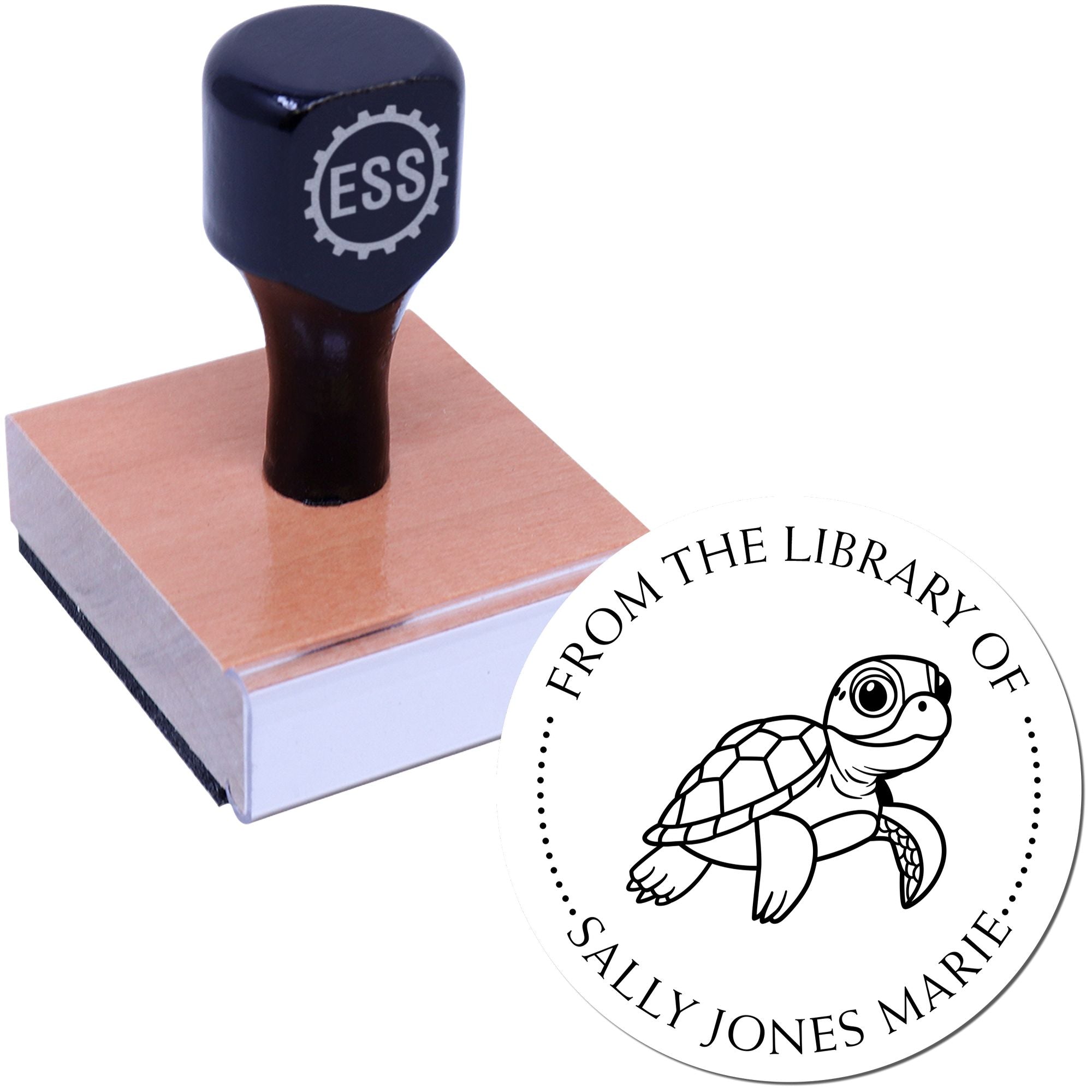 Wood Handle Friendly Turtle Custom Ownership Stamp - Engineer Seal Stamps