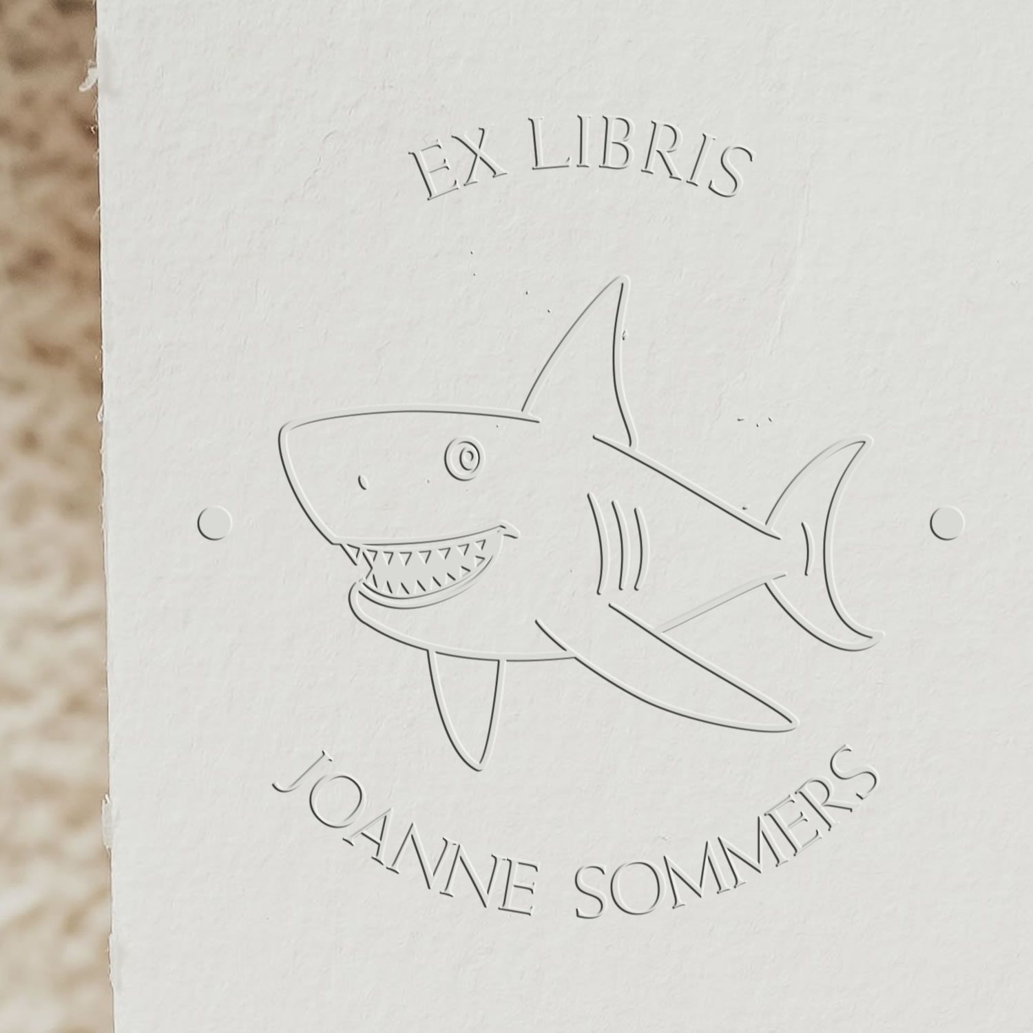 Hybrid Sneaky Shark Custom Made Book Ownership Label Embossing Seal - Engineer Seal Stamps