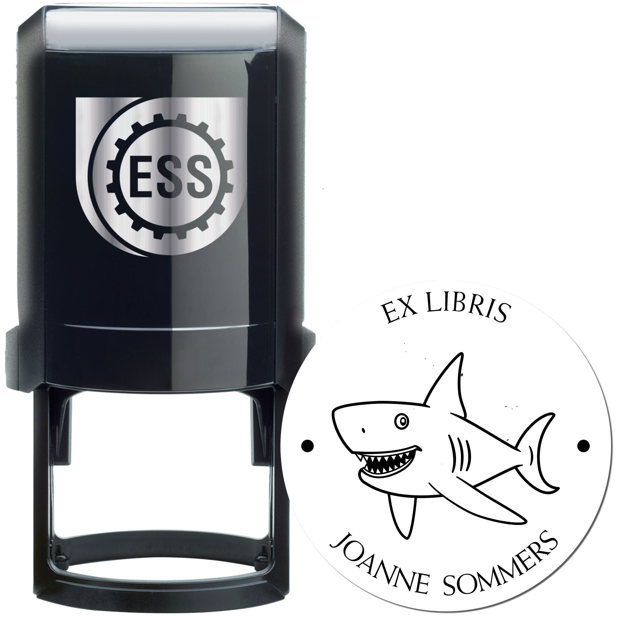 Self-Inking Sneaky Shark Custom Made Library Name Stamper - Engineer Seal Stamps