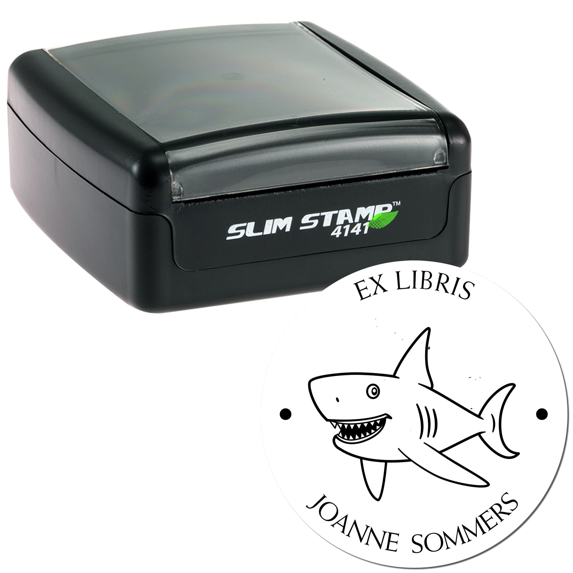 Pre-Inked Sneaky Shark Customized Book Belongs to Stamper - Engineer Seal Stamps