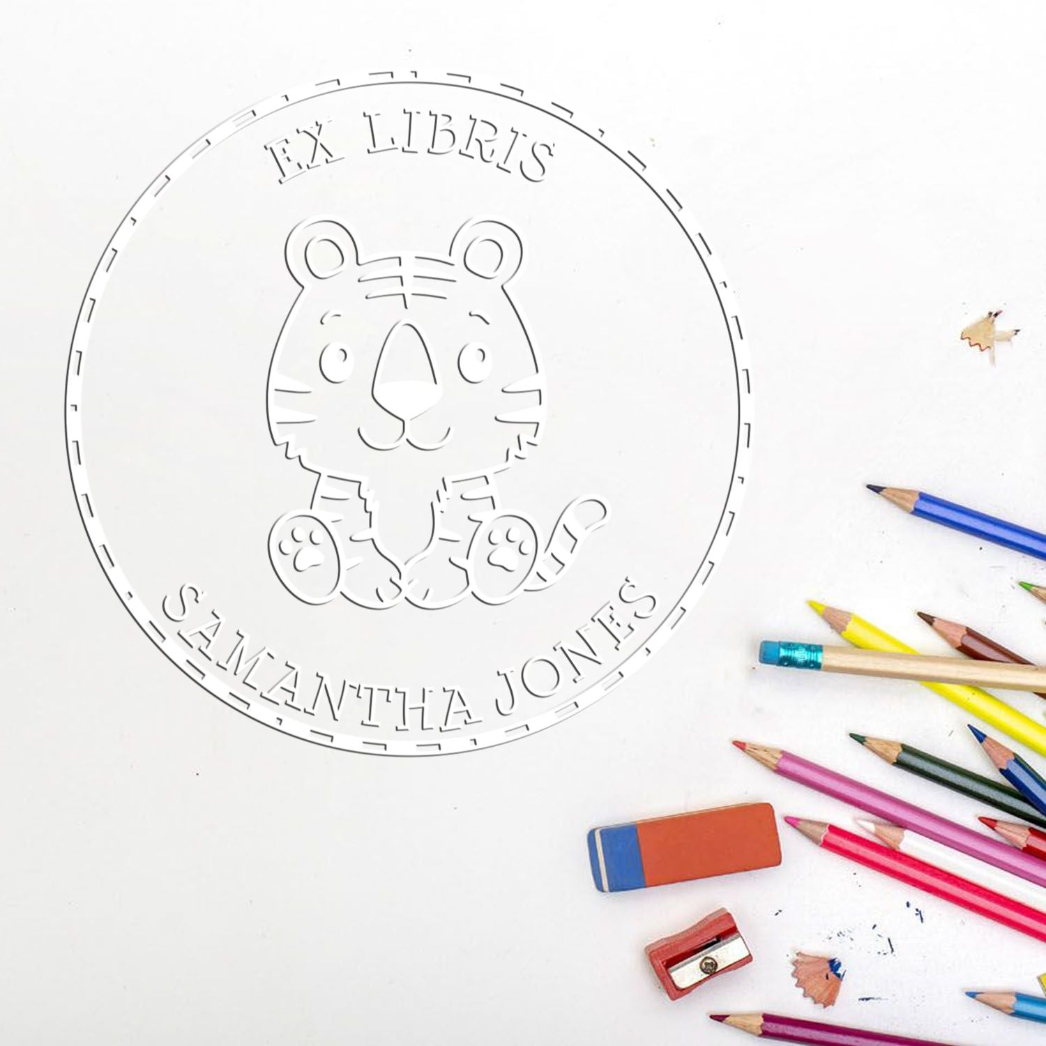 Desk Baby Tiger Custom Made Library Collection Embosser - Engineer Seal Stamps
