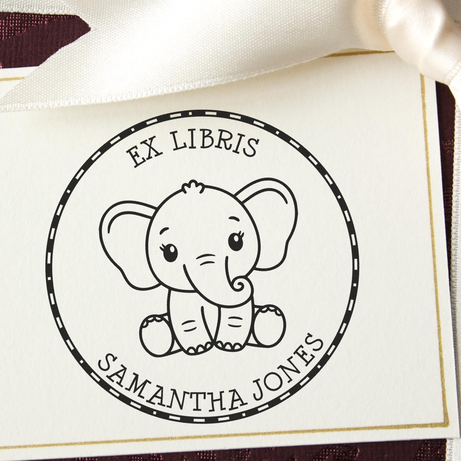 Wood Handle Baby Elephant Custom Made Bibliophile Stamp