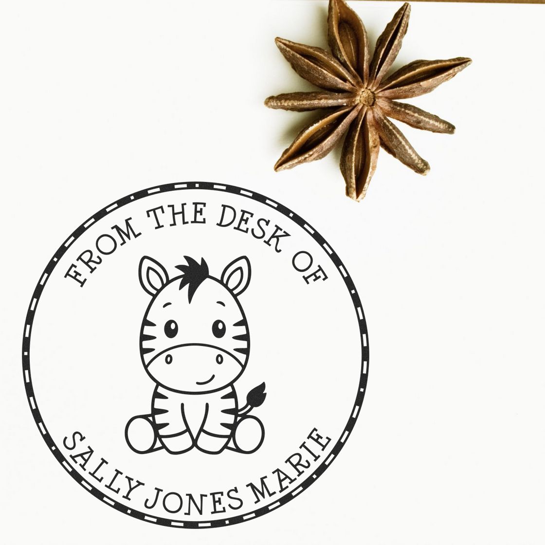 Wood Handle Baby Zebra Custom Made Book Library Stamp