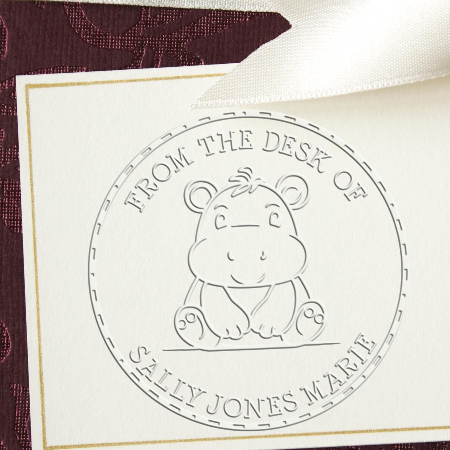 Soft Cute Hippo Custom This Book Belongs To Paper Embosser