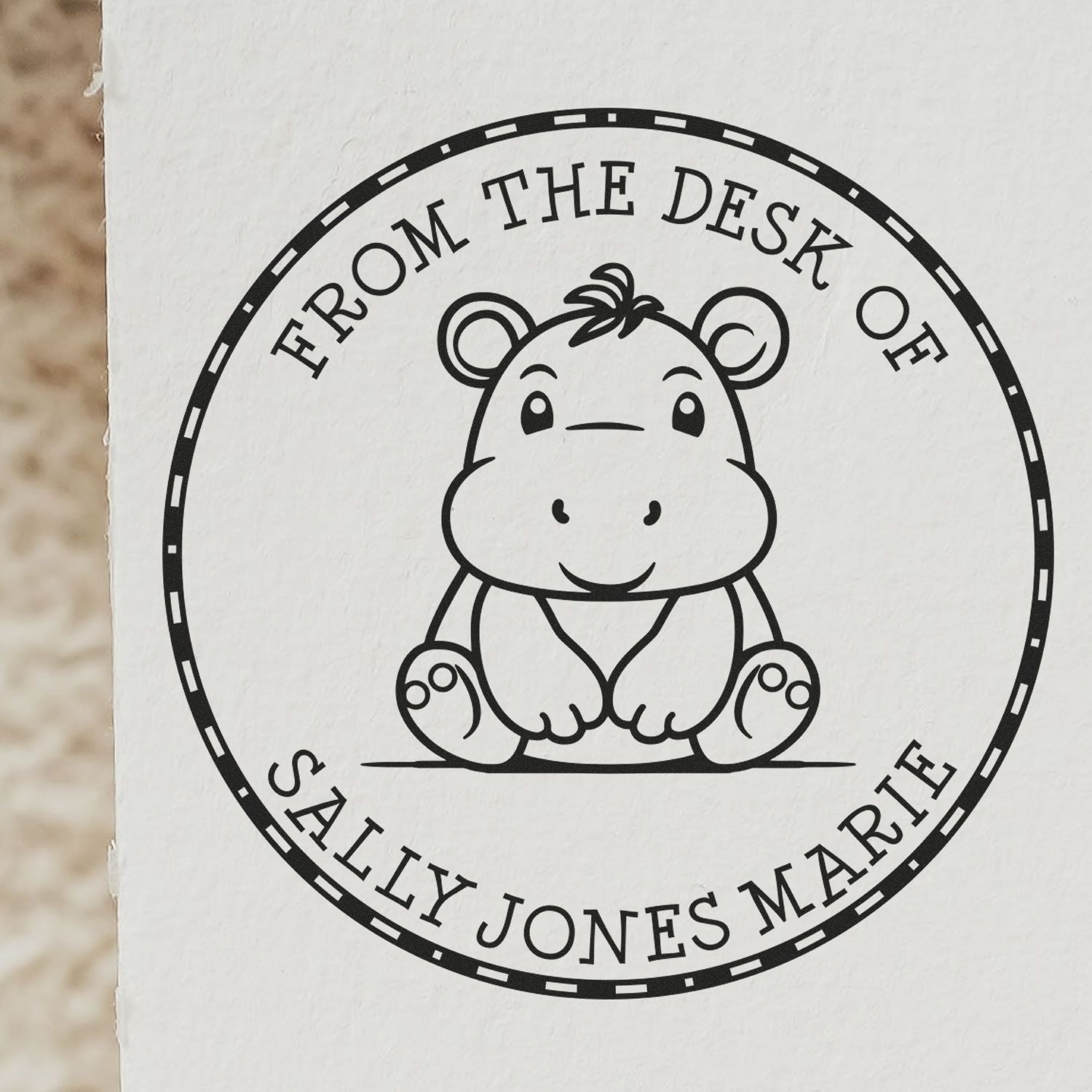 Wood Handle Cute Hippo Custom Made Book Lover Stamp - Engineer Seal Stamps