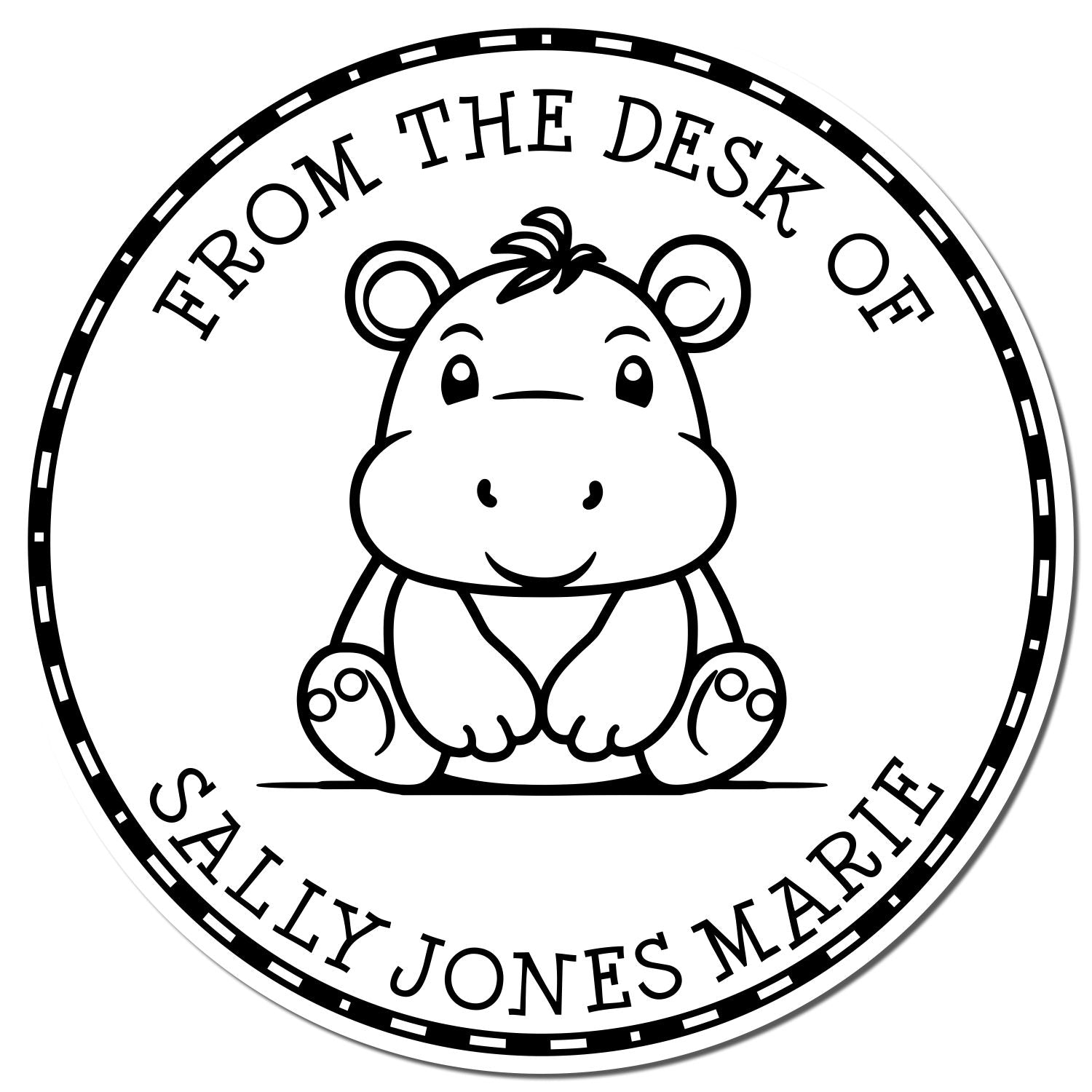 Self-Inking Cute Hippo Personalized Personal Library Stamp - Engineer Seal Stamps