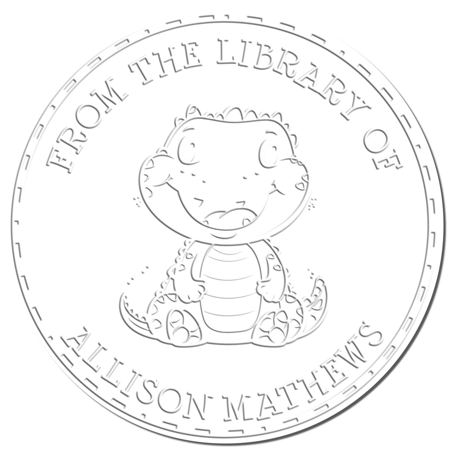 Desk Happy Dino Custom Made Library Name Embossing Seal - Engineer Seal Stamps