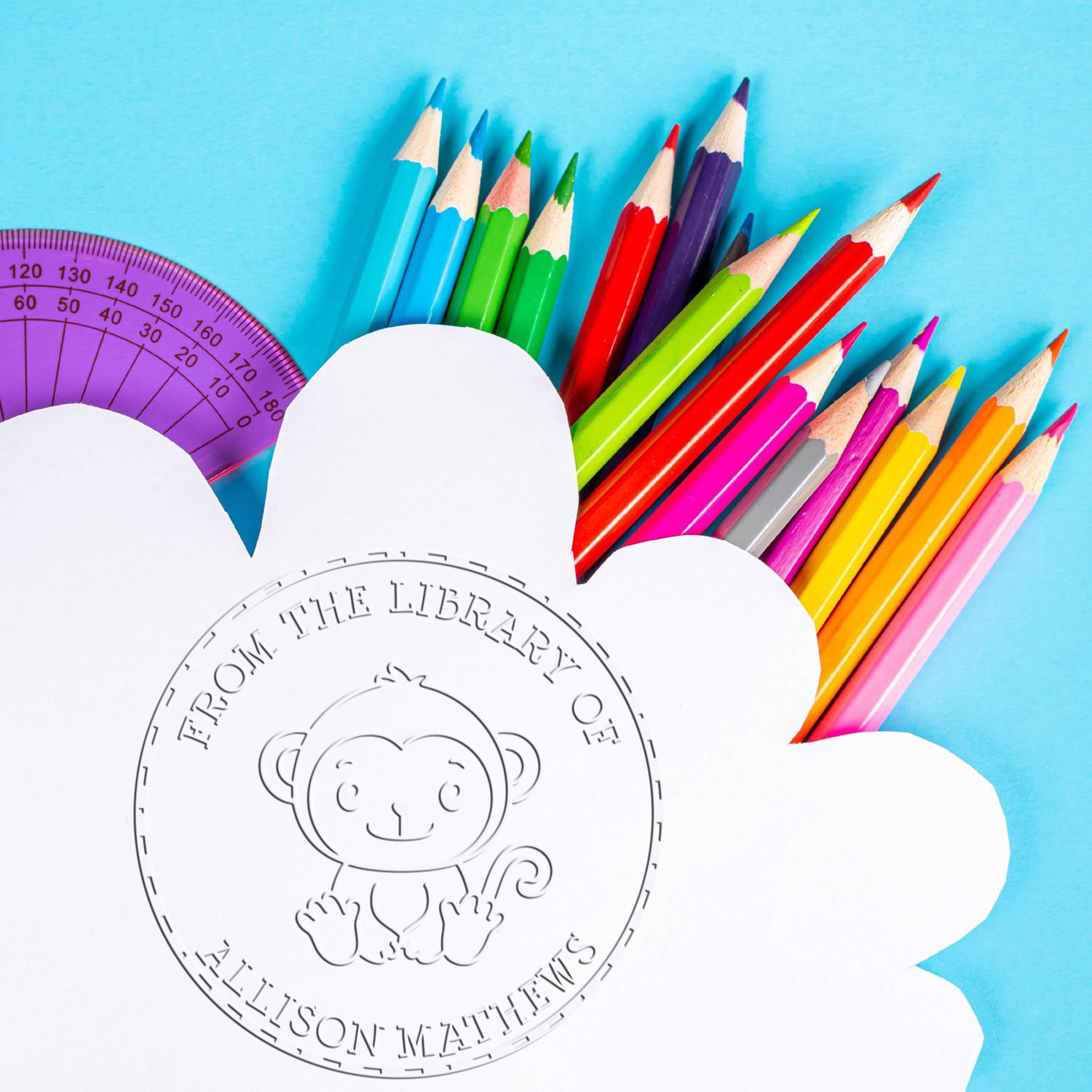 Desk Mini Monkey Custom Made Library Name Embossing Stamp - Engineer Seal Stamps