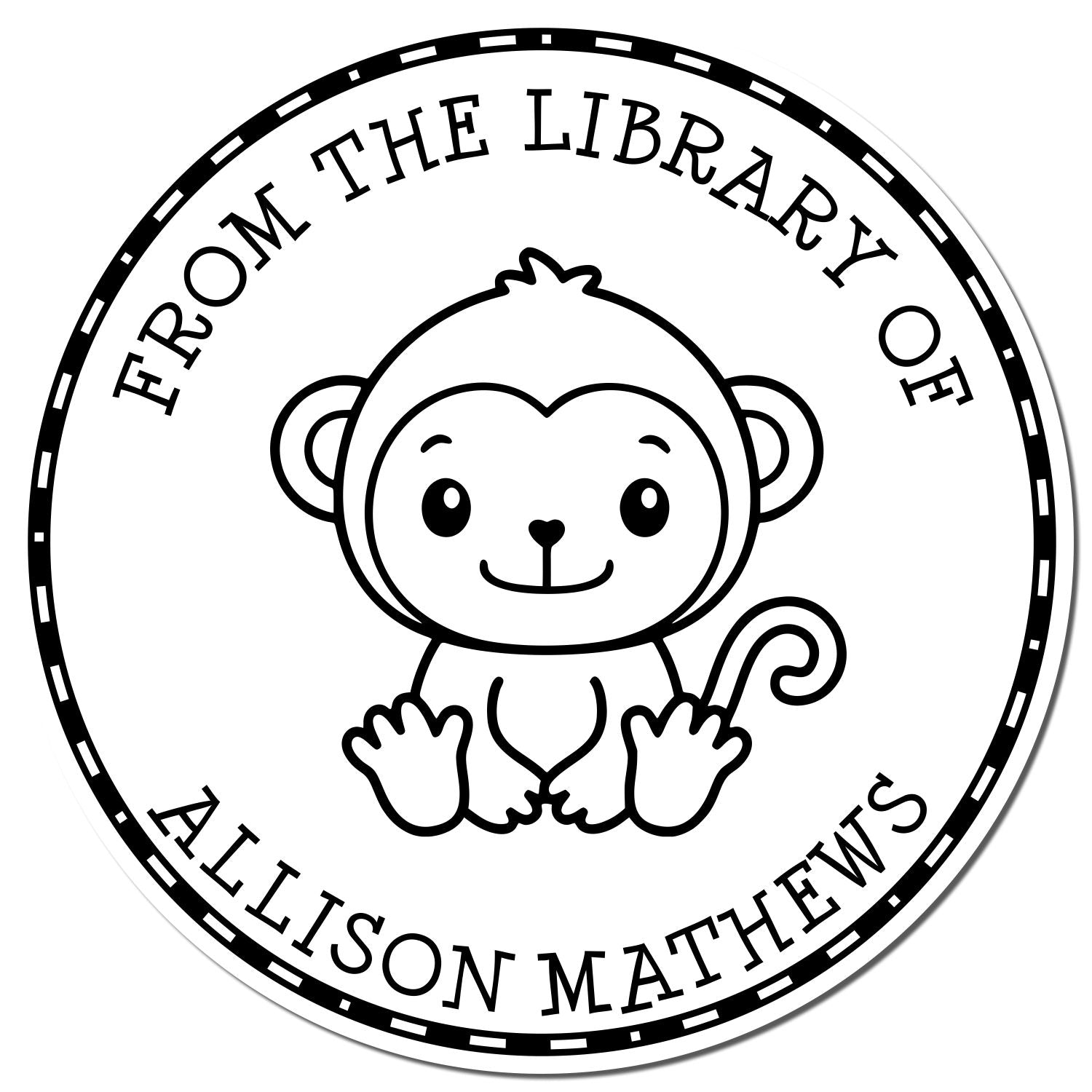 Wood Handle Mini Monkey Custom Made Book Ownership Label Stamp - Engineer Seal Stamps