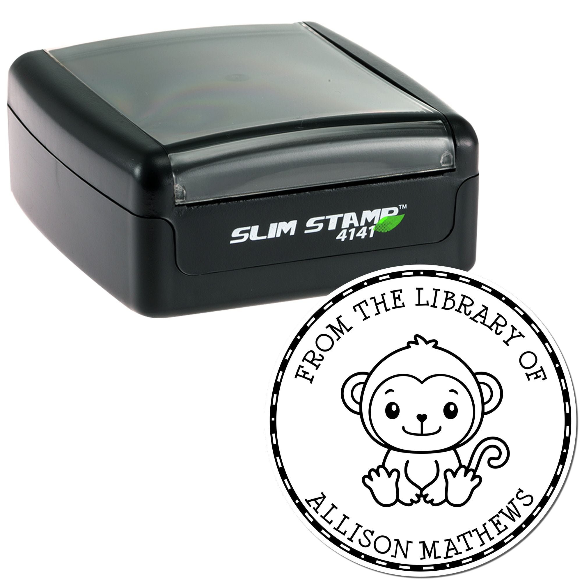 Pre-Inked Mini Monkey Personalized Bibliophile Stamp - Engineer Seal Stamps
