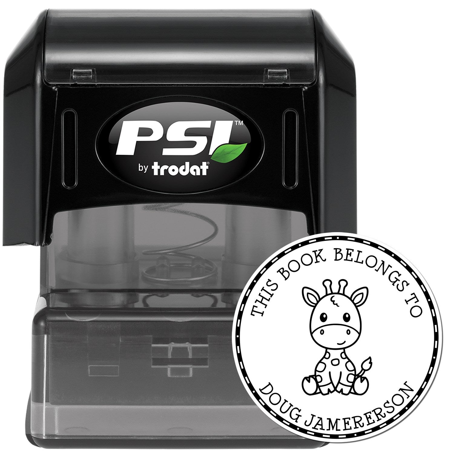 PSI Pre-Inked Baby Giraffe Custom Library Name Stamp - Engineer Seal Stamps