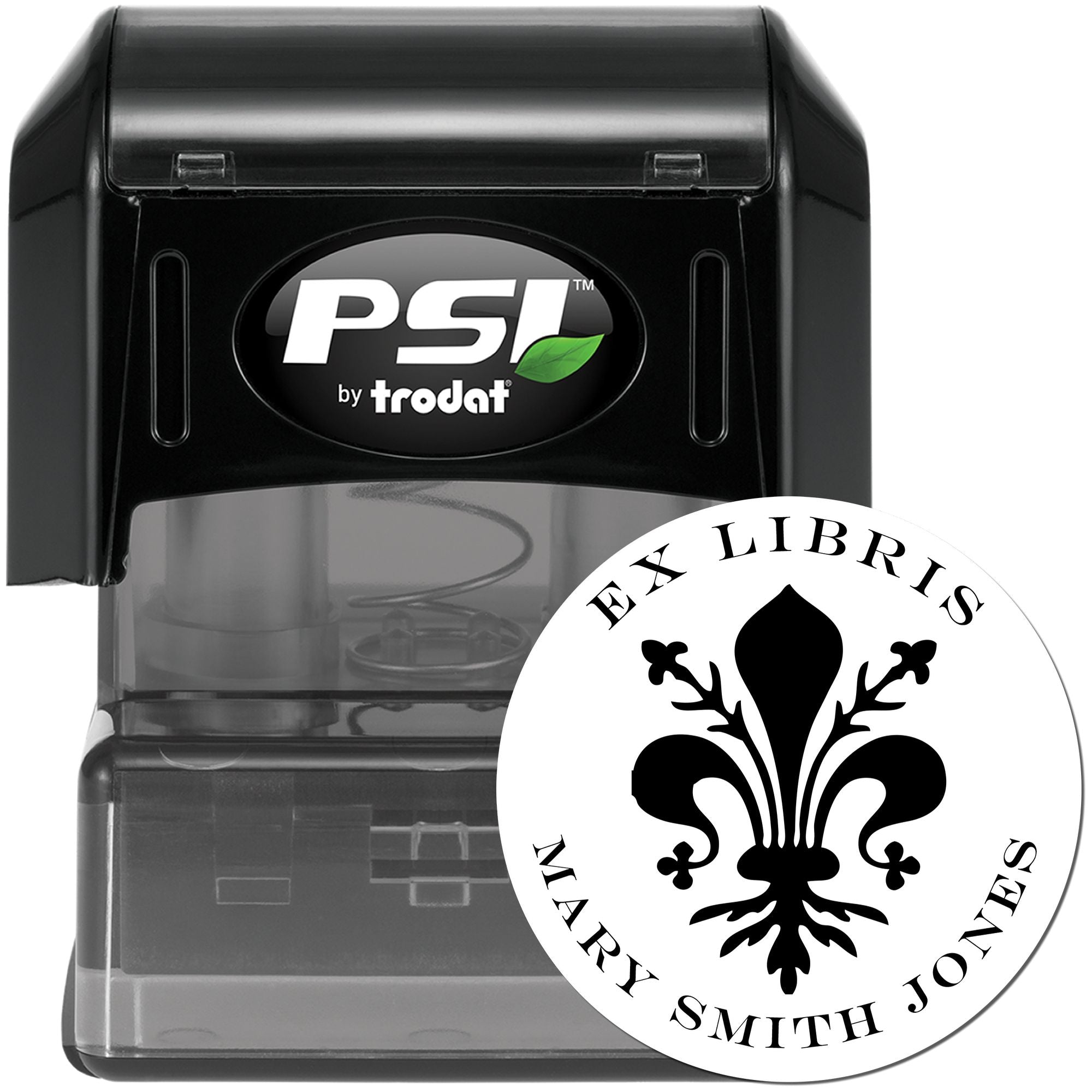 Powerful Fleur de Lis Pre-Inked Customized Book Stamp - Engineer Seal Stamps