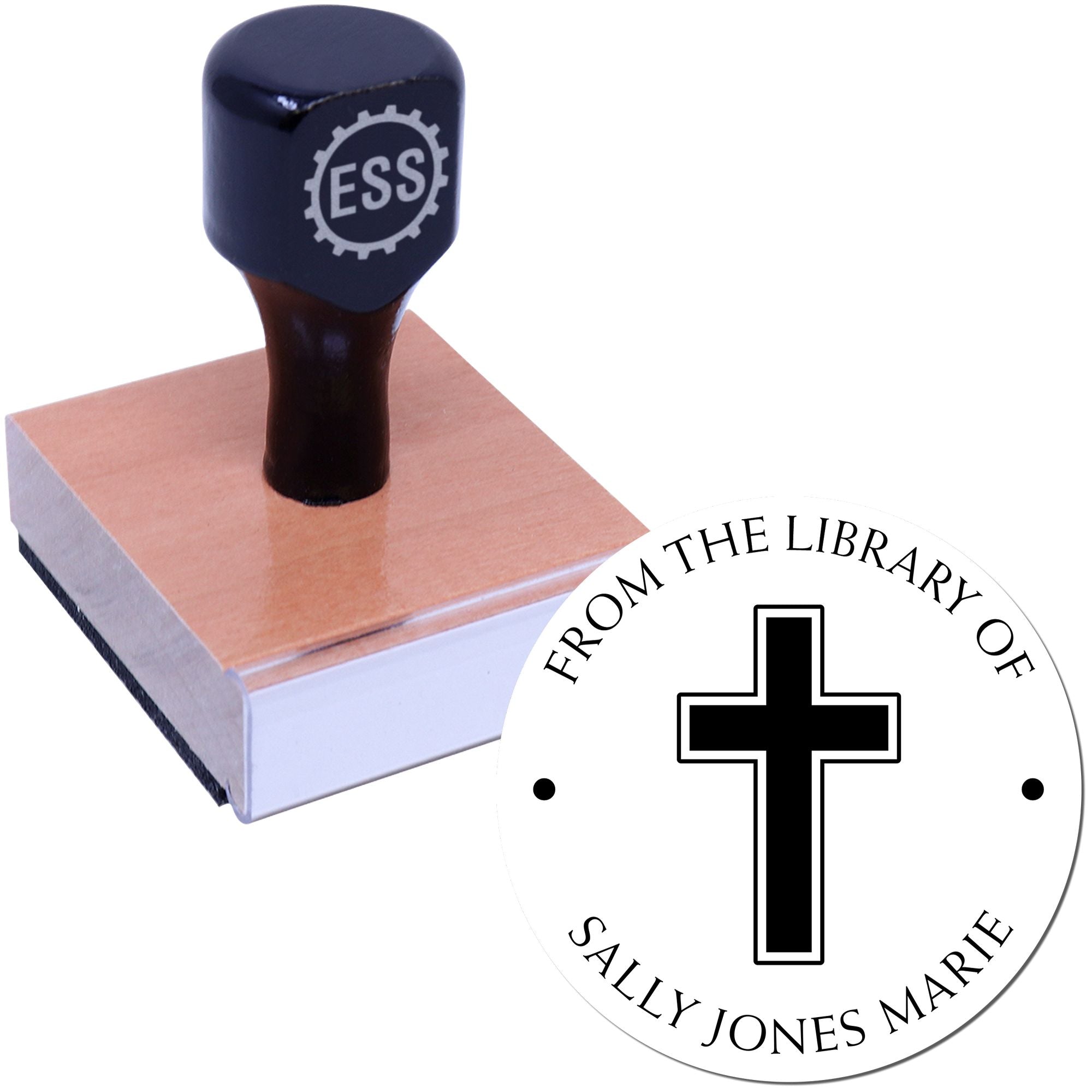 Wood Handle Outlined Cross Customized Home Stamp - Engineer Seal Stamps
