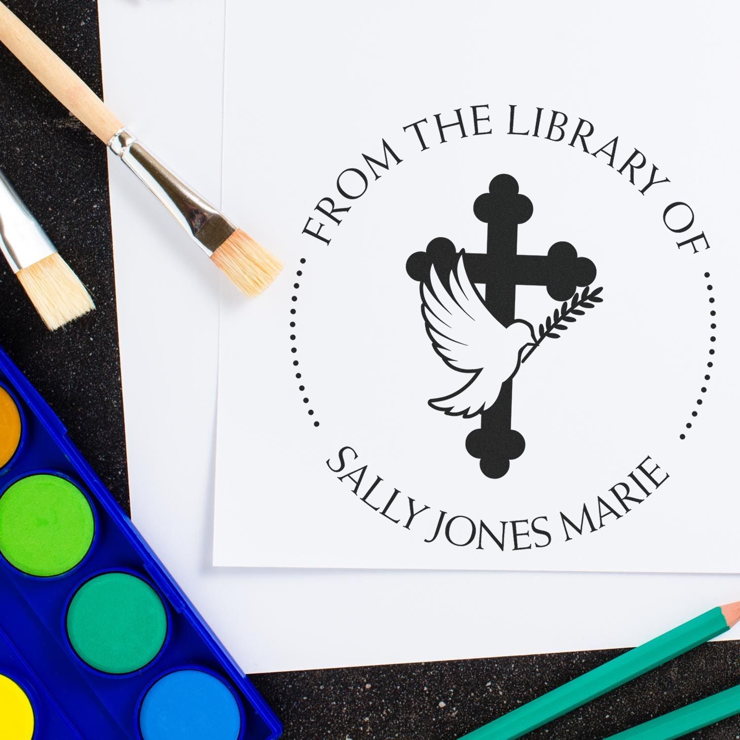 Self-Inking Symbolic Cross Name And Address Stamp - Engineer Seal Stamps