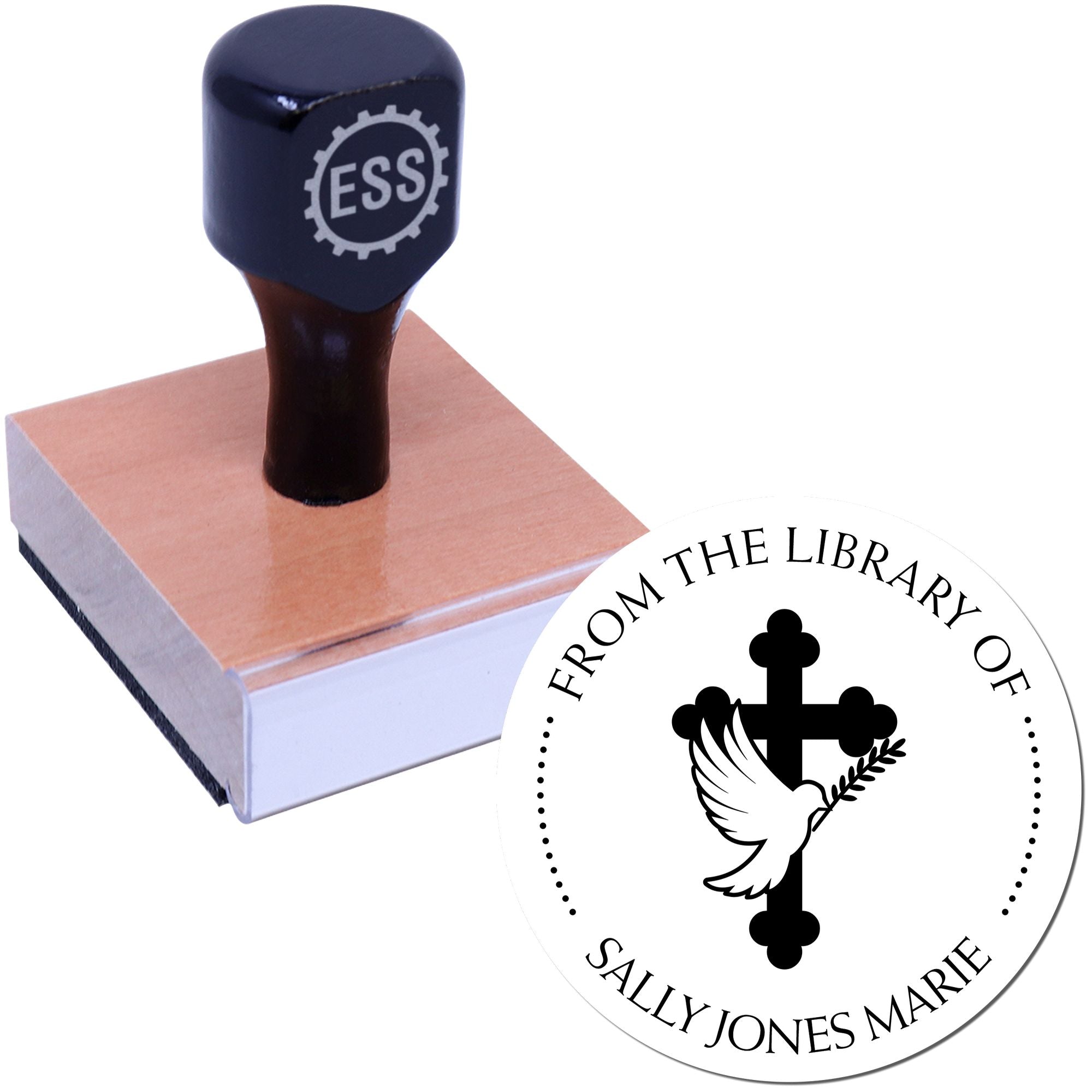 Wood Handle Symbolic Cross Customized Home Address Stamp