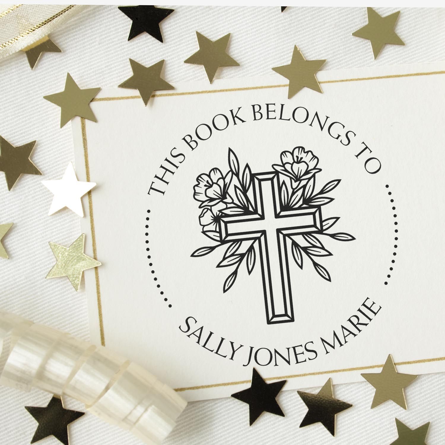 Self-Inking Spiritual Cross Return Address Stamp - Engineer Seal Stamps