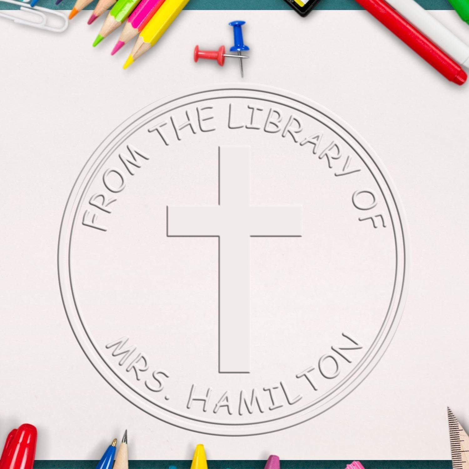 Desk Holy Cross Personalized Envelope Embossing Stamp - Engineer Seal Stamps