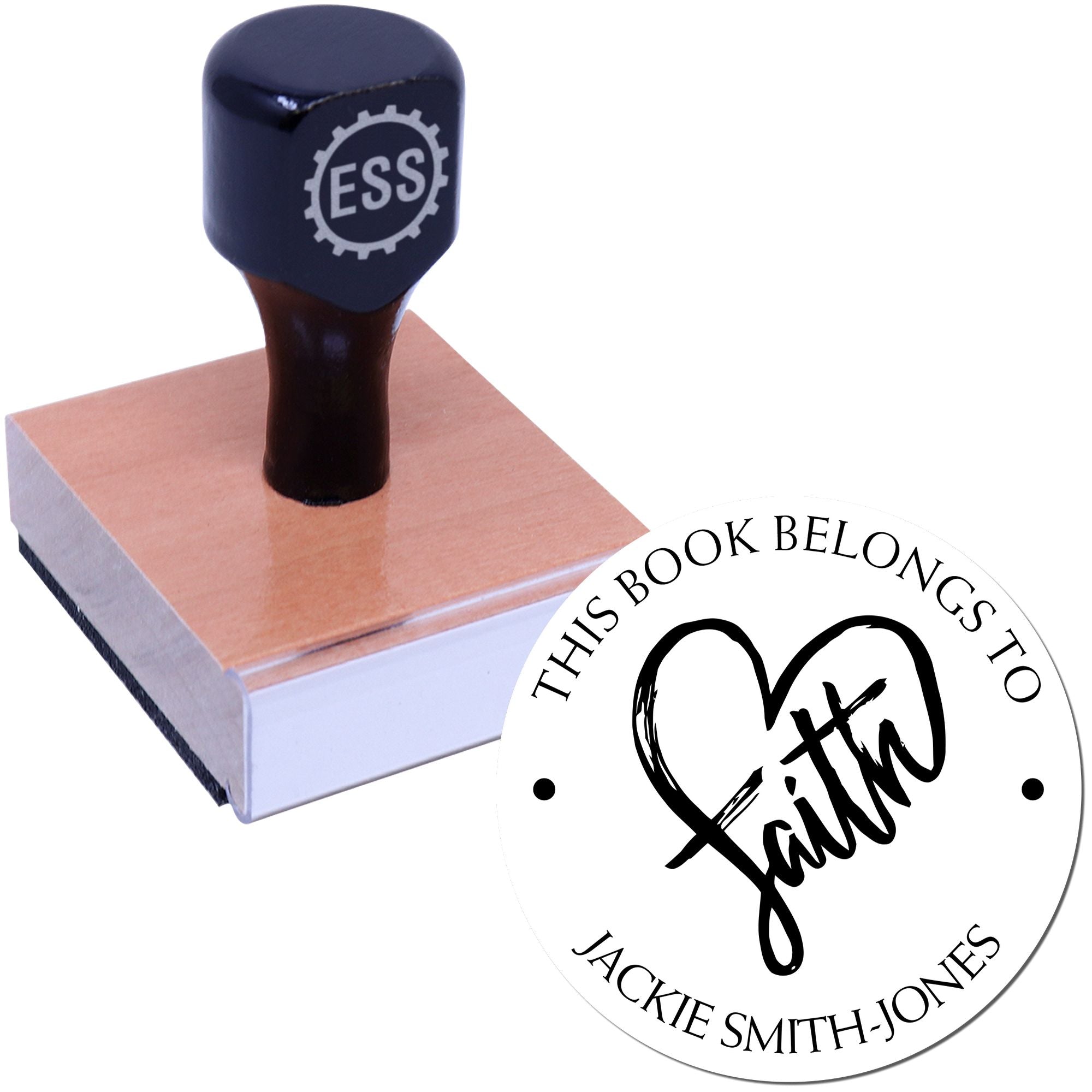 Wood Handle Love and Faith Return Address Stamp - Engineer Seal Stamps